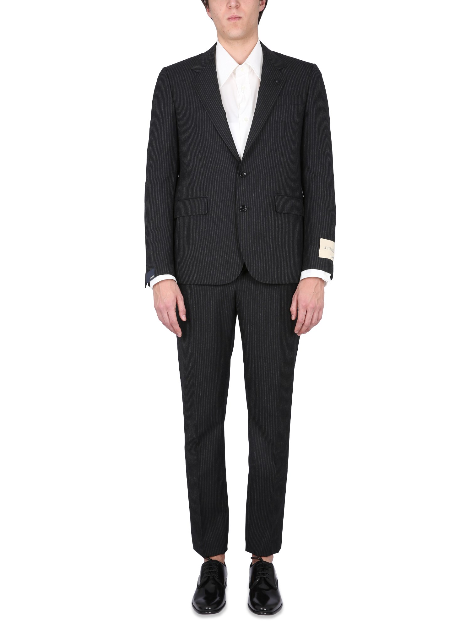 Lardini Peak Lapel Single-breasted Suit For Men In Black