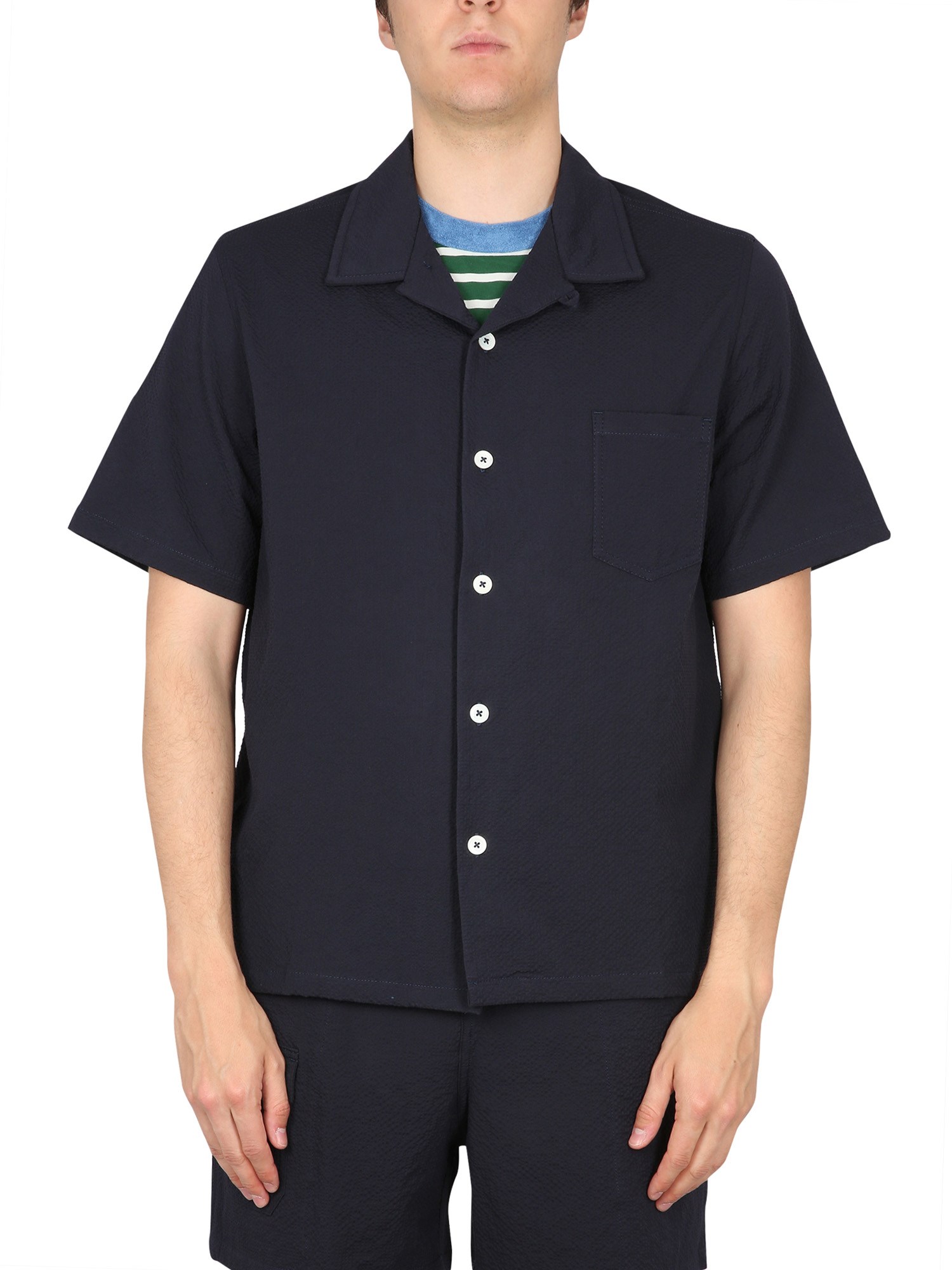 Tシャツ・カットソー HOWLIN Navy blue stretch cotton Cocktail shirt Howlin' Navy Cocktail Shirt In Blue | ModeSens