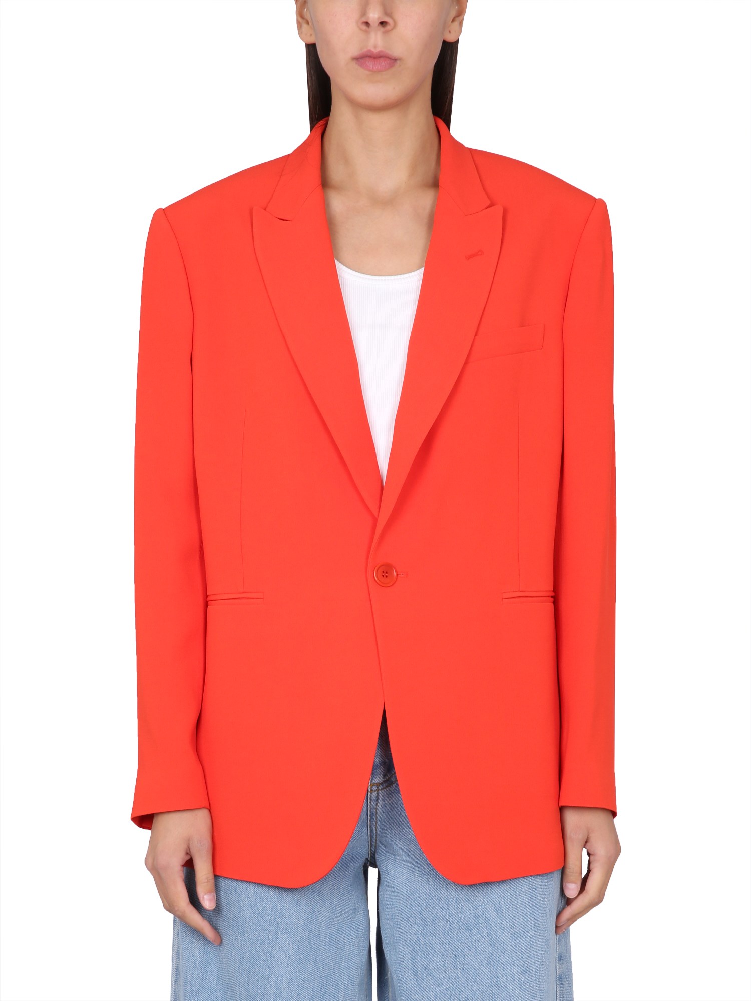 Aspesi Lapel Collar Knitted Blazer In Orange