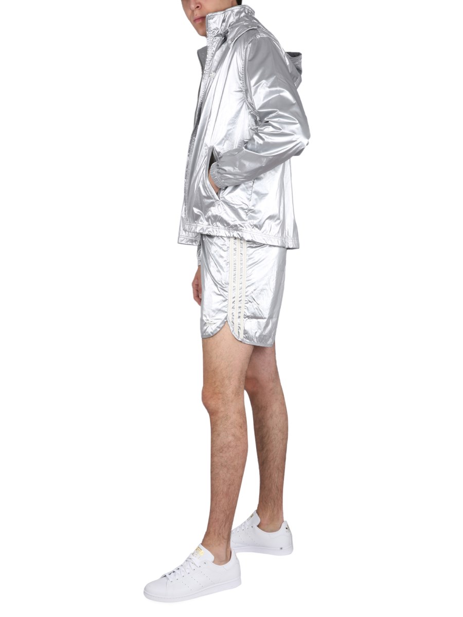 ADIDAS X WALES BONNER - SILVER FABRIC LOGO BERMUDA SHORTS ADIDAS X WALES BONNER - SILVER FABRIC LOGO BERMUDA SHORTS