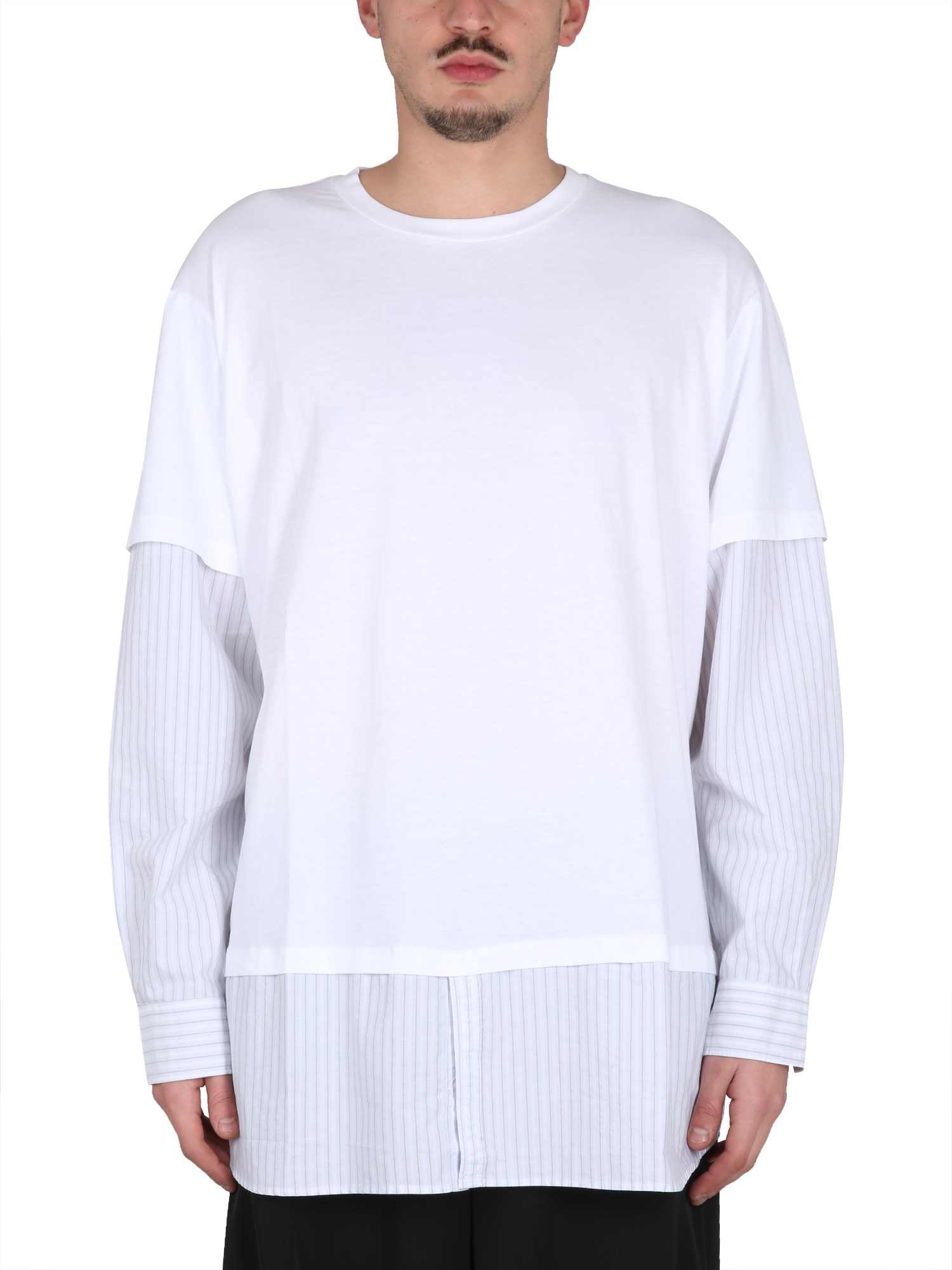 Mm6 Maison Margiela Layered Long-sleeved T-shirt In White