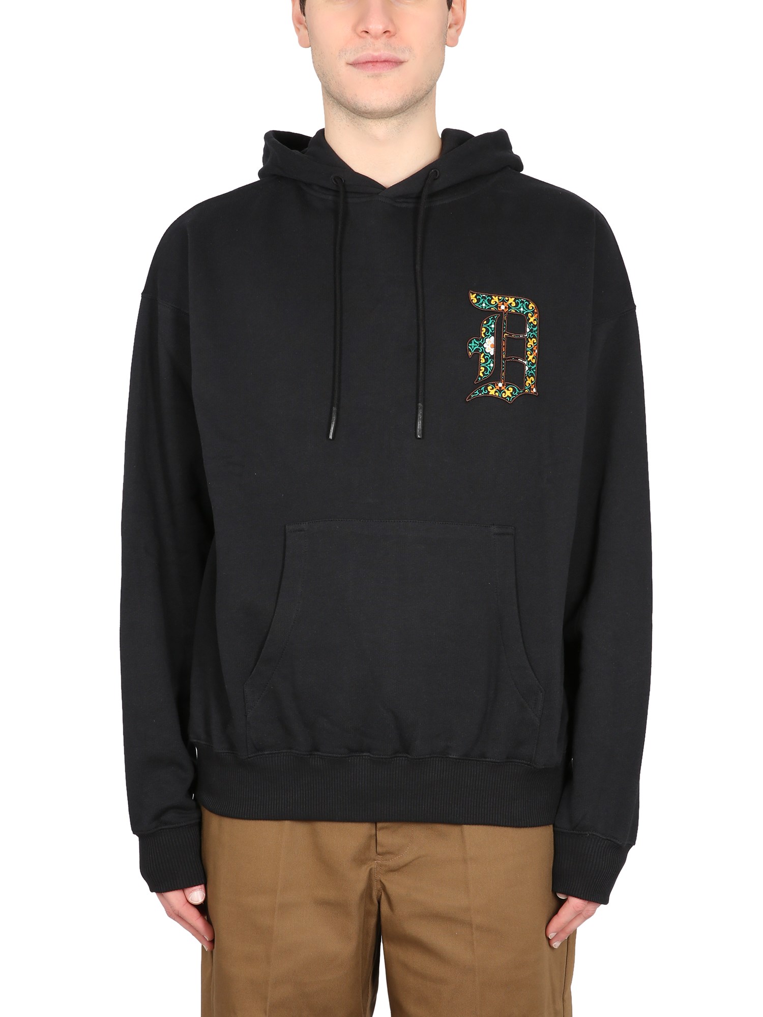 パーカー・フーディ DROLE DE MONSIEUR Black Hoodie with Logo in Cotton Man Drôle de Monsieur Black Hoodie With Logo In Cotton Man