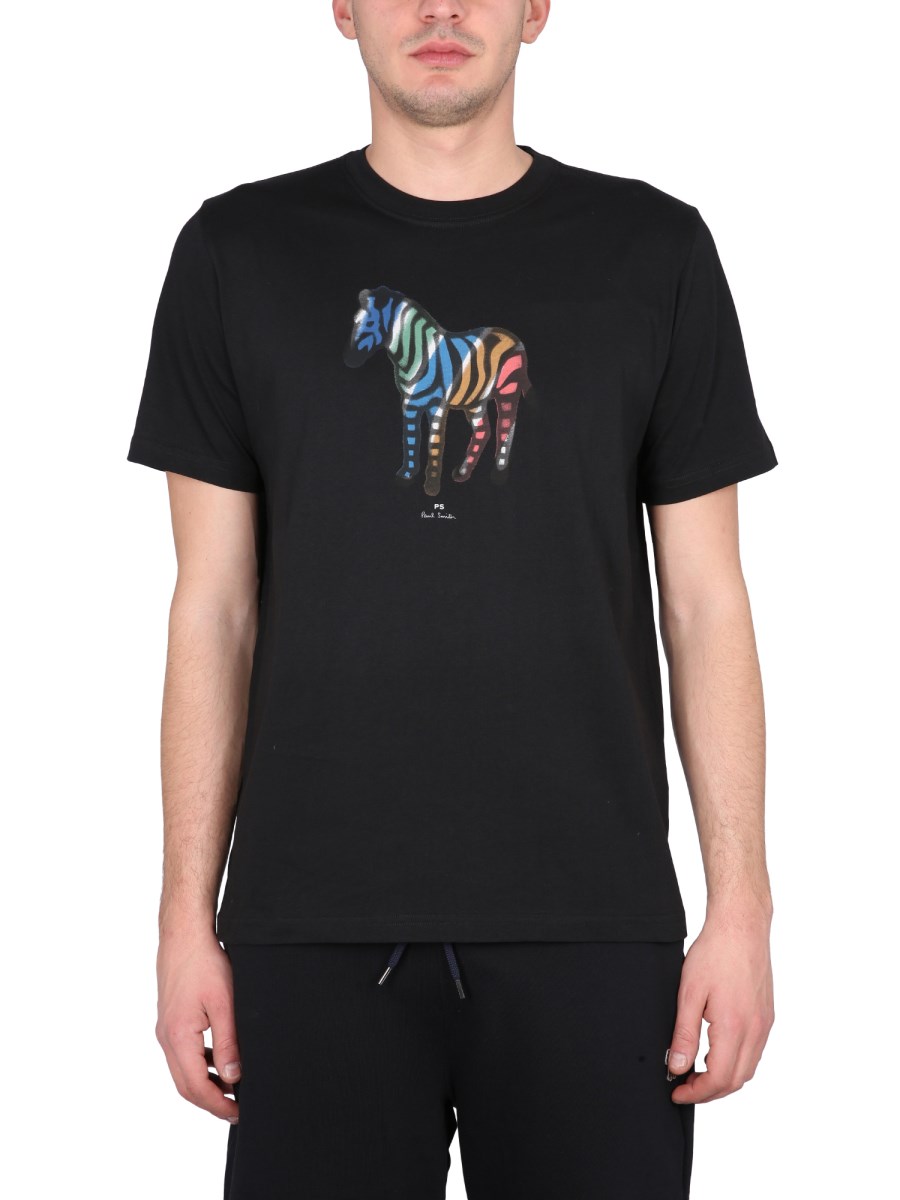 PS BY PAUL SMITH T-SHIRT IN JERSEY DI COTONE CON STAMPA LOGO "ZEBRA"