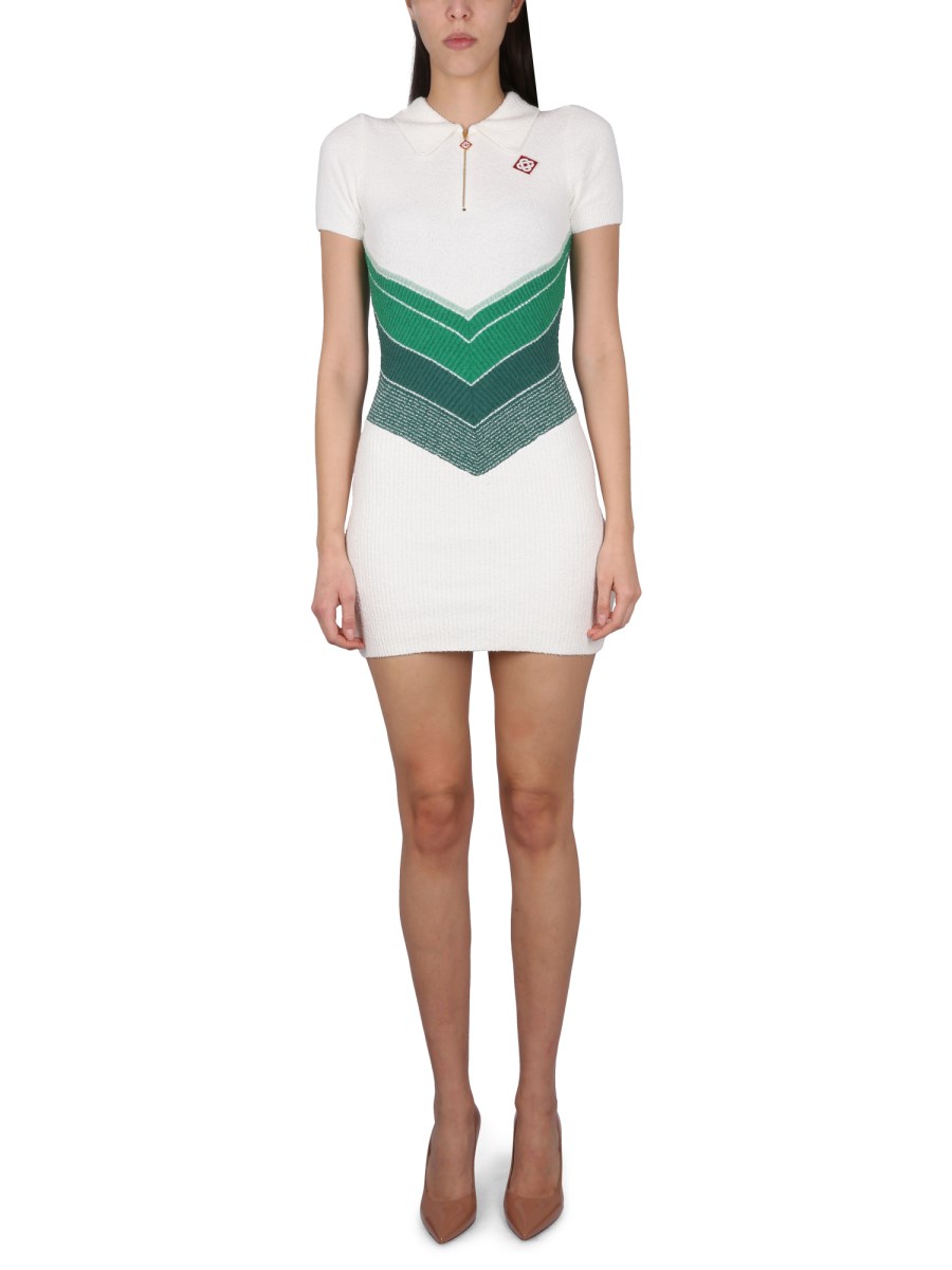 CASABLANCA - COTTON KNIT DRESS WITH LOGO PATCH - Eleonora Bonucci