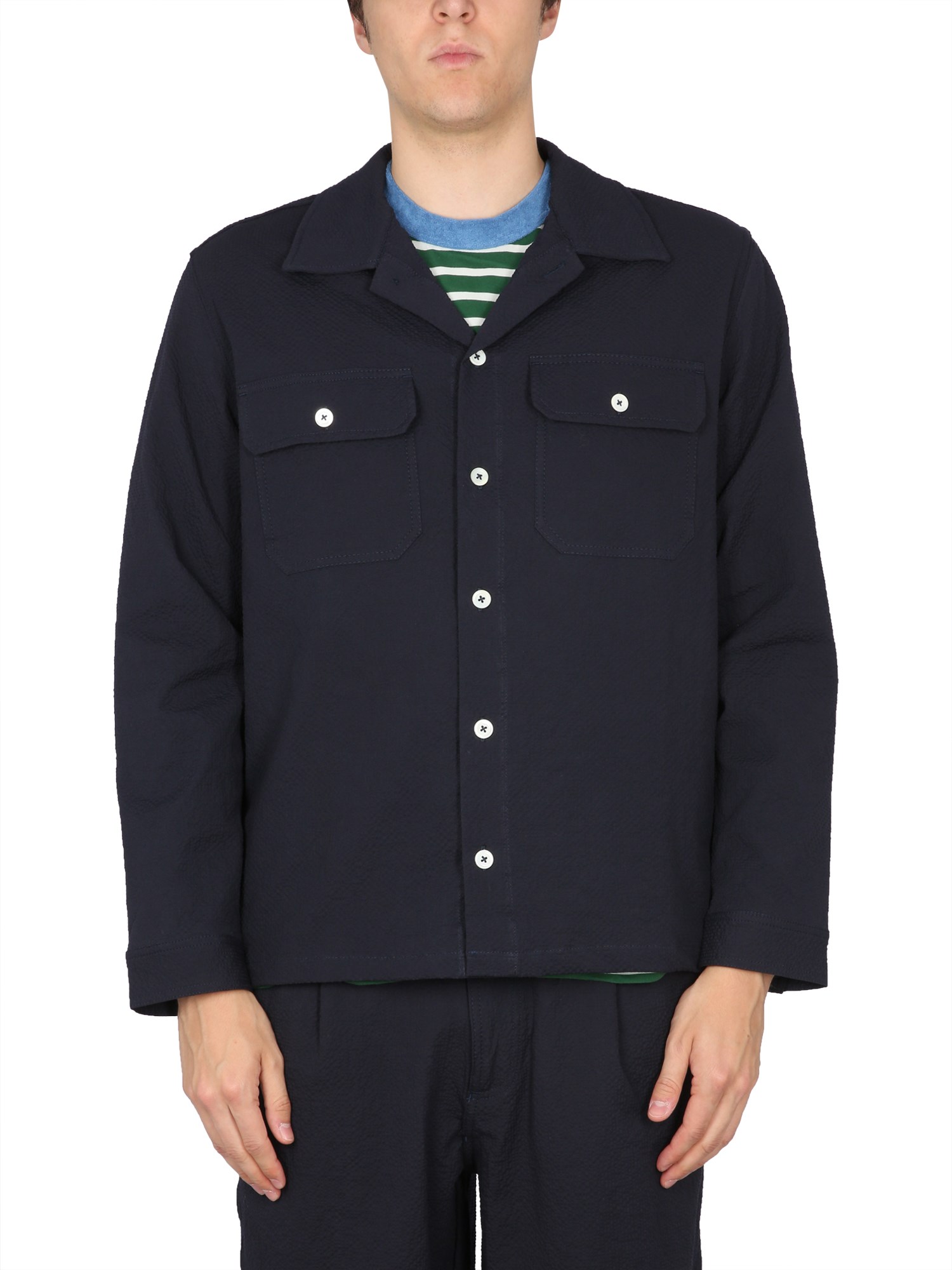 Howlin' Howlin Navy Blue Stretch Cotton Magic Work Shirt In Blue