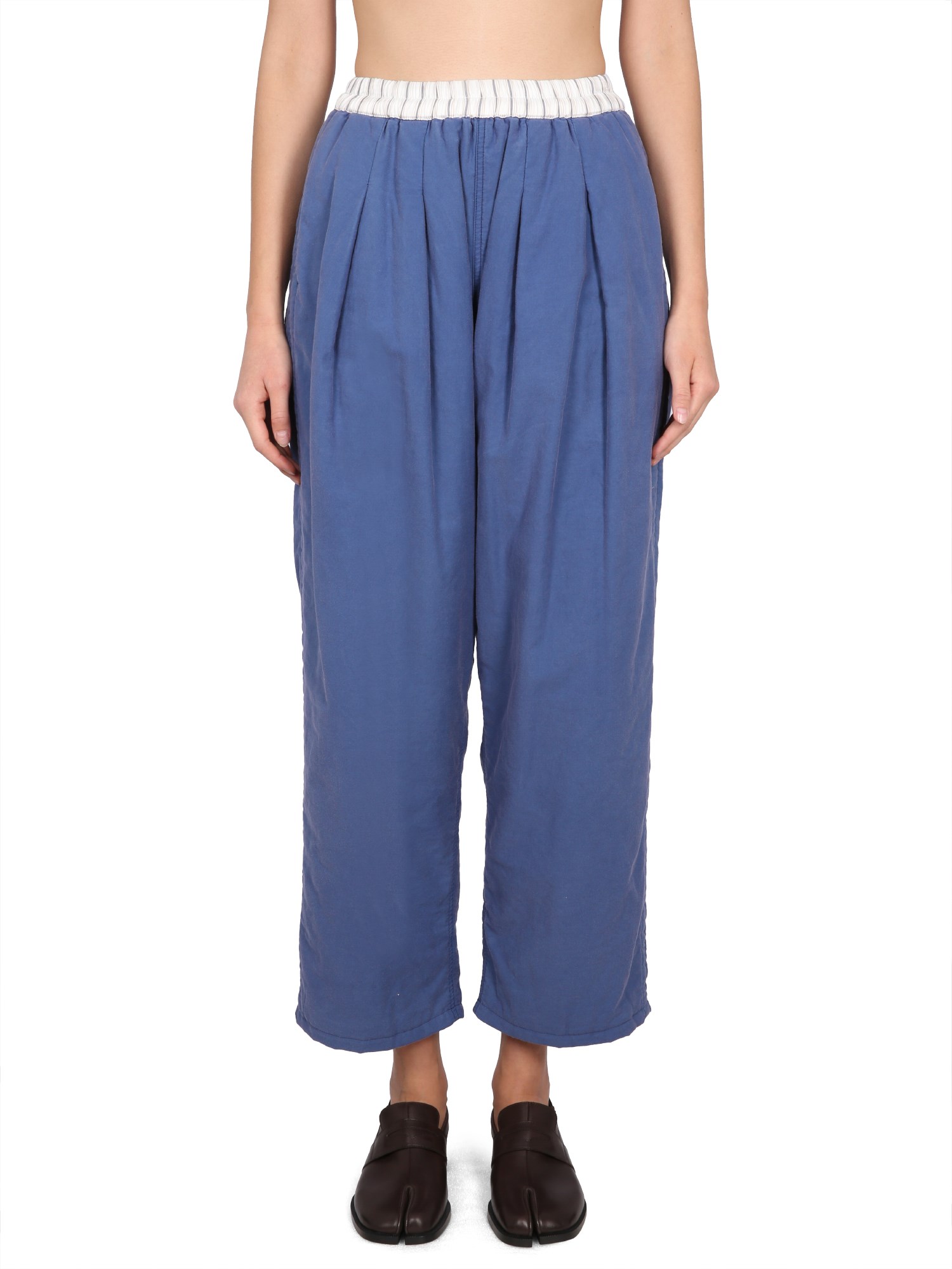 Maison Margiela Drop Crotch Cropped Trousers In Blue