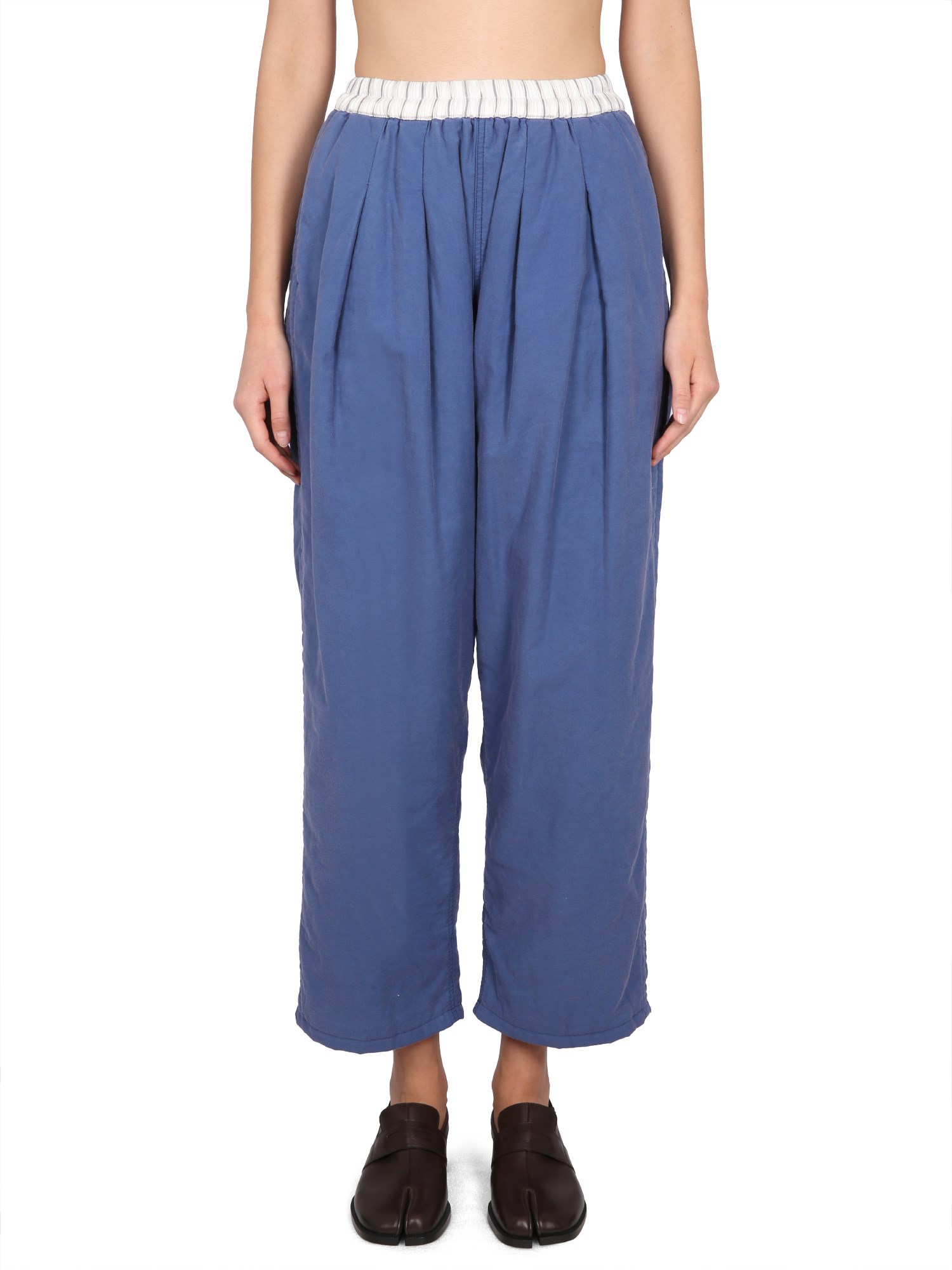 Shop Maison Margiela Cropped Pants In Blue