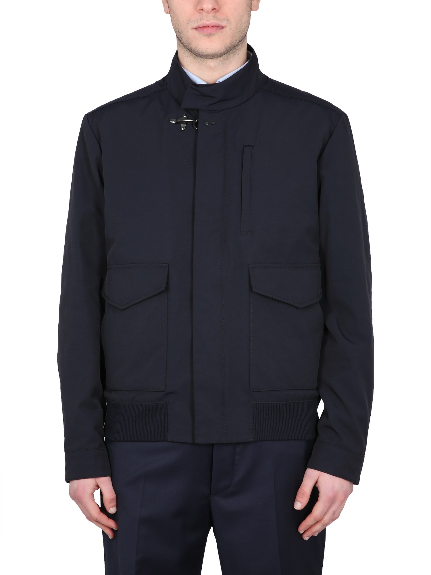 Fay Casual Jacket With Hook Closure In Blue