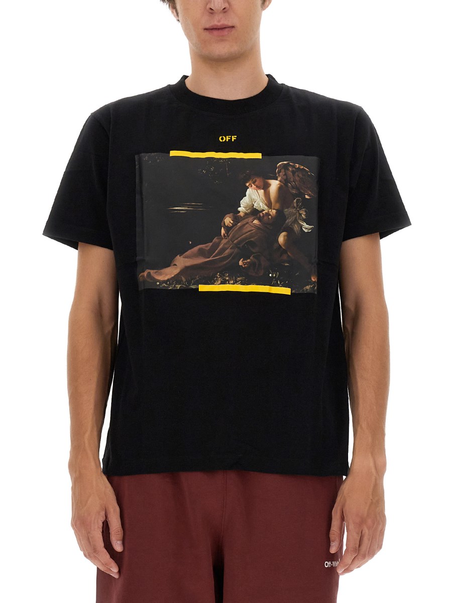 OFF WHITE COTTON JERSEY CARAVAGGIO T SHIRT Eleonora Bonucci