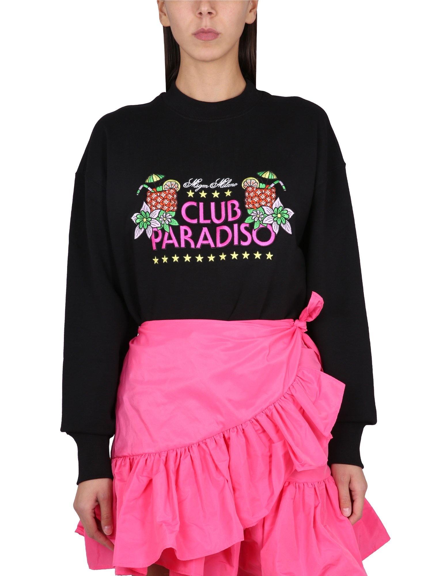 Shop Msgm Sweatshirt With Logo In Black