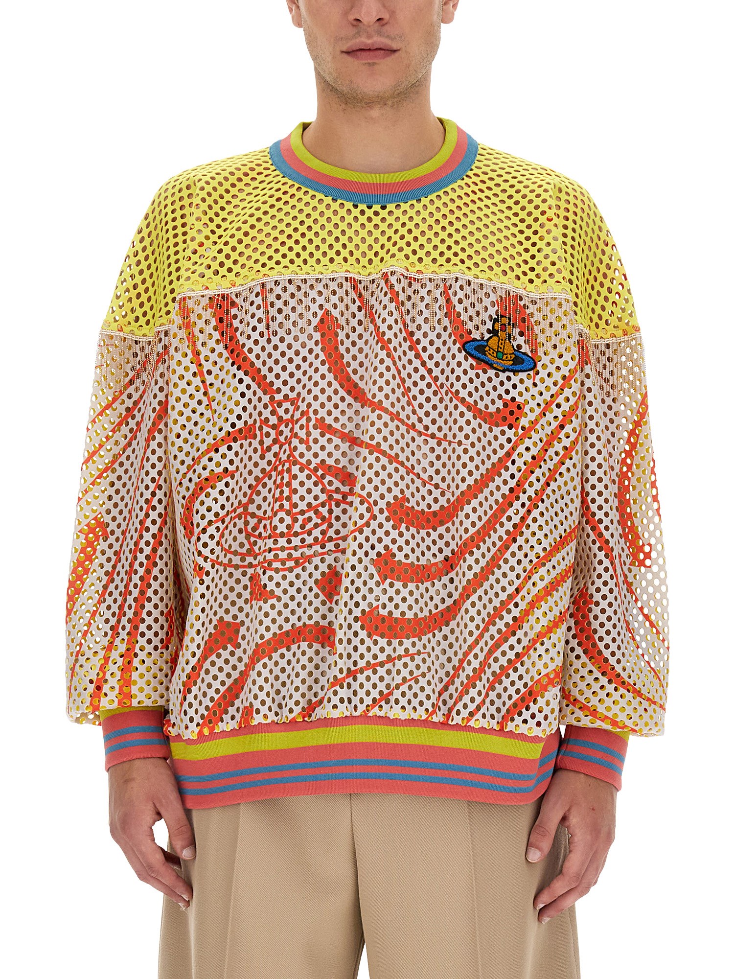 Vivienne Westwood Oversize Mesh Knit Sweater In Multicolour