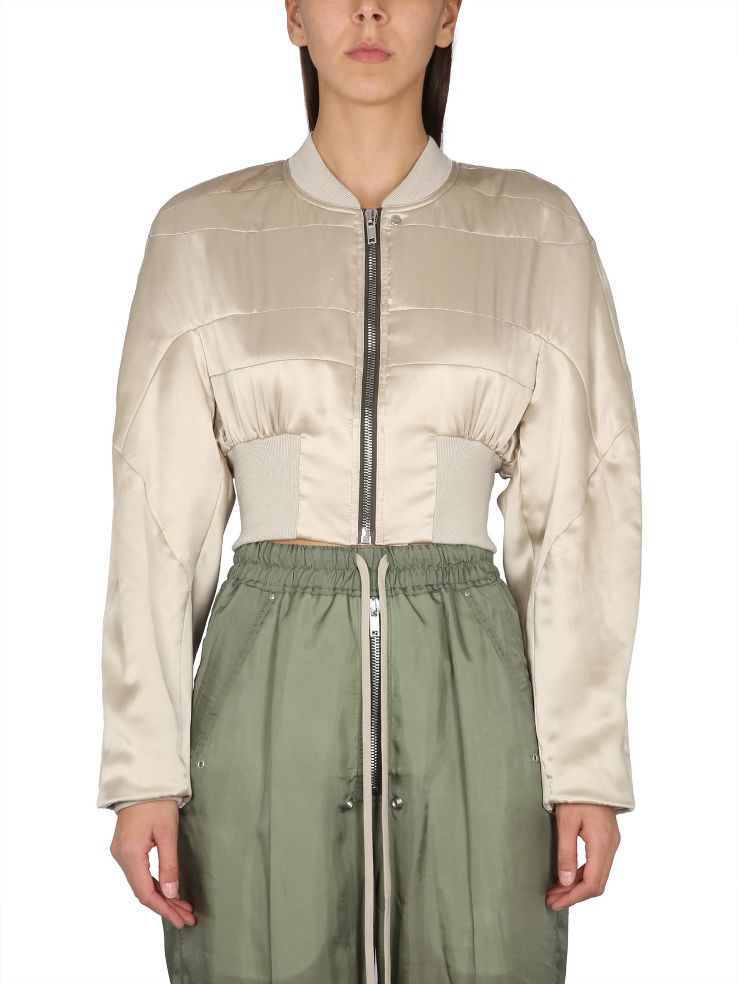 Shop Rick Owens Girdered Flight Jacket In Grey