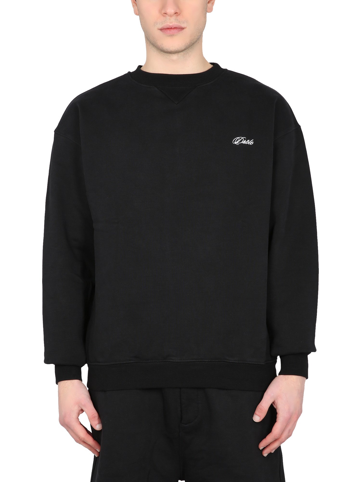 Drôle De Monsieur Logo Cotton Sweatshirt In Black