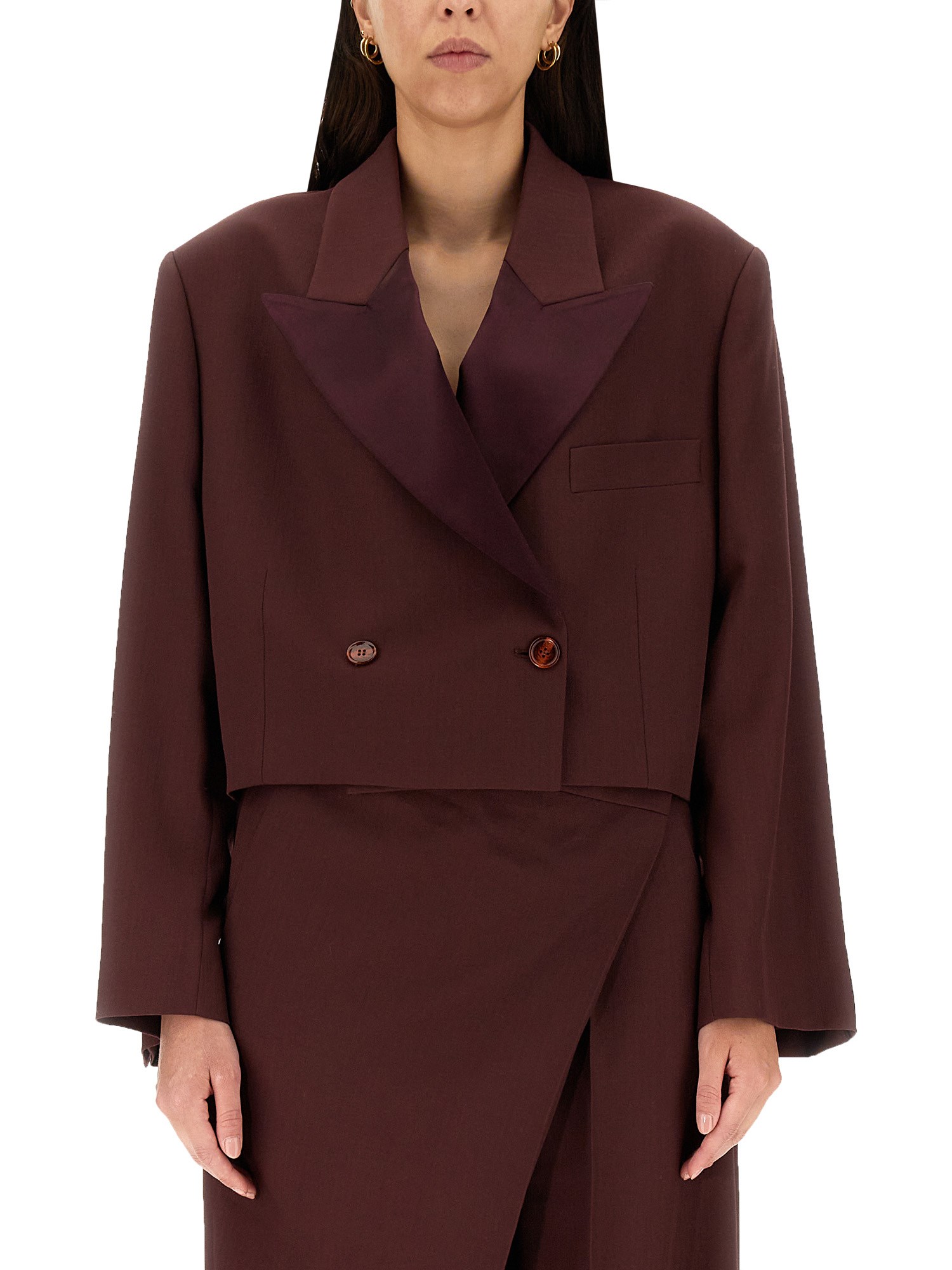 Acne Studios Wool Blend Jacket In Bordeaux
