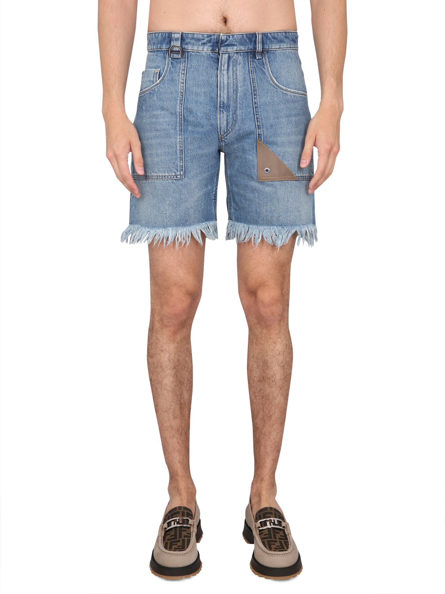 Fendi Denim Bermuda Shorts In Blue