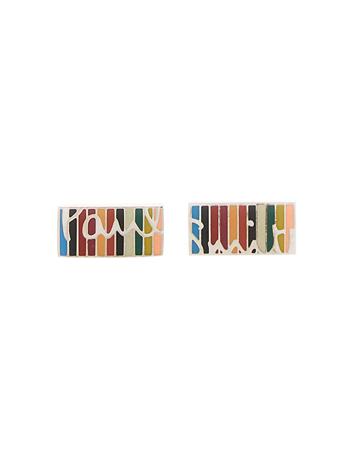 Paul Smith Silver 'signature Stripe' Cufflinks Multicolour In Multicolour