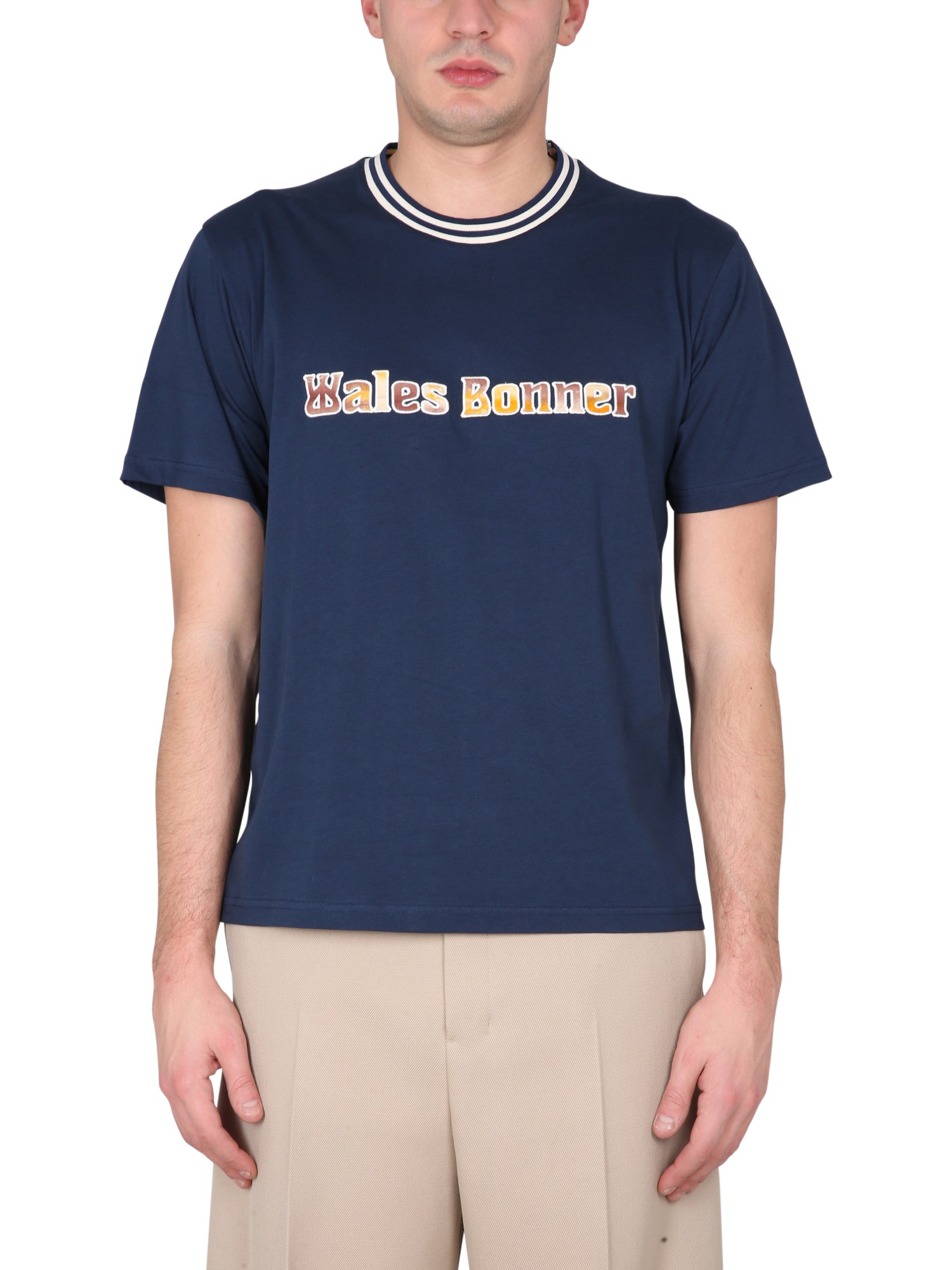 Shop Wales Bonner T-shirt With Logo In Blue