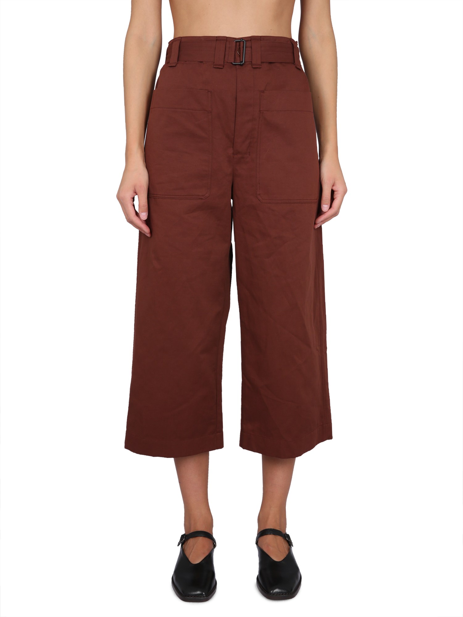 Lemaire Cropped Pants In Brown