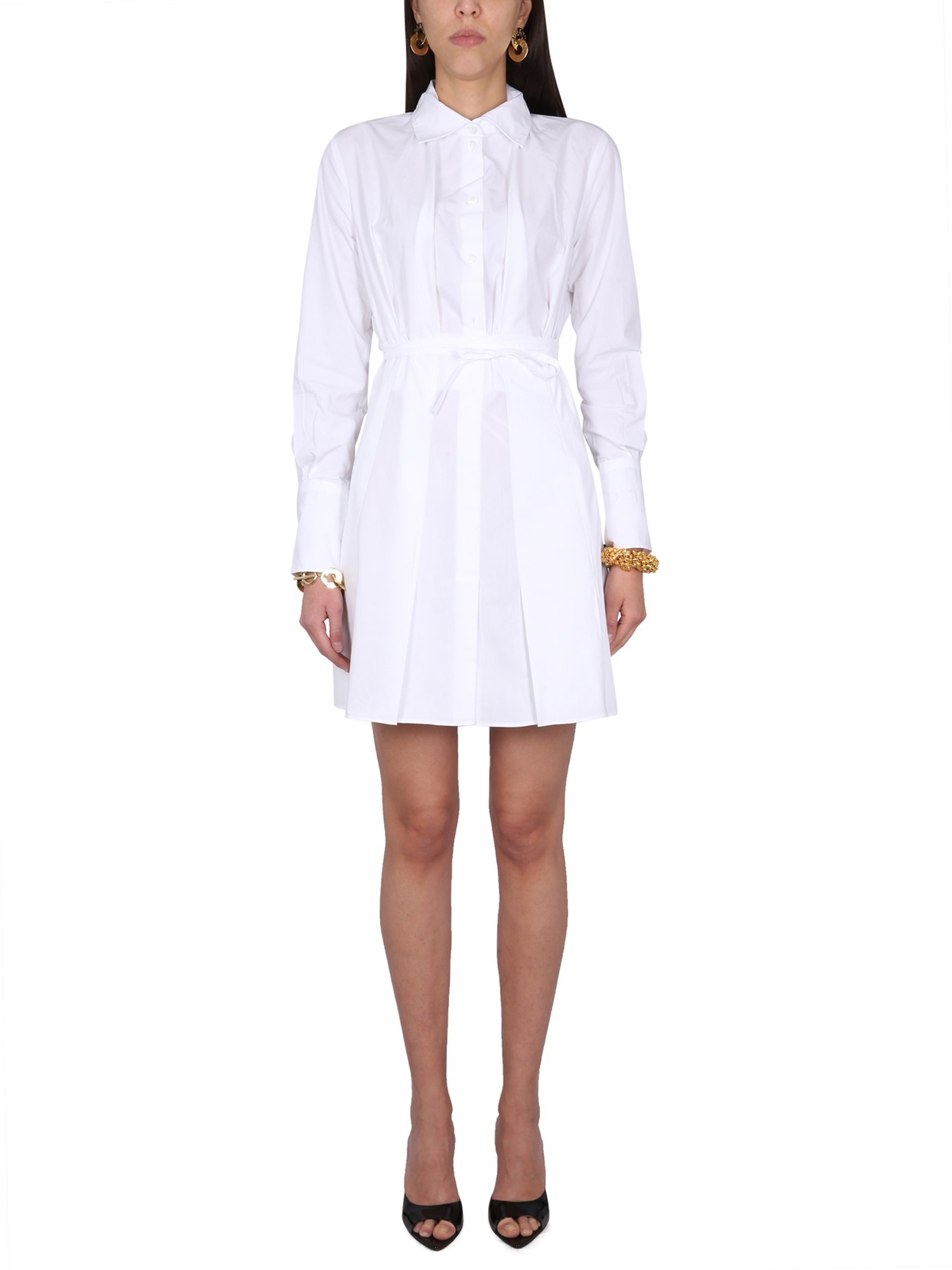 Patou Ruffled Mini Shirtdress In White