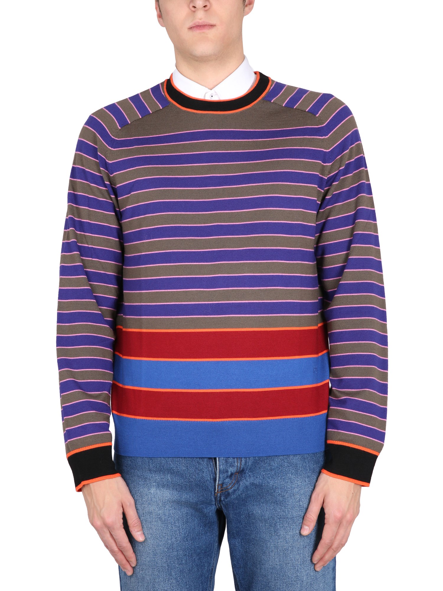 Shop Ps By Paul Smith Jersey With Stripe Pattern In Multicolour