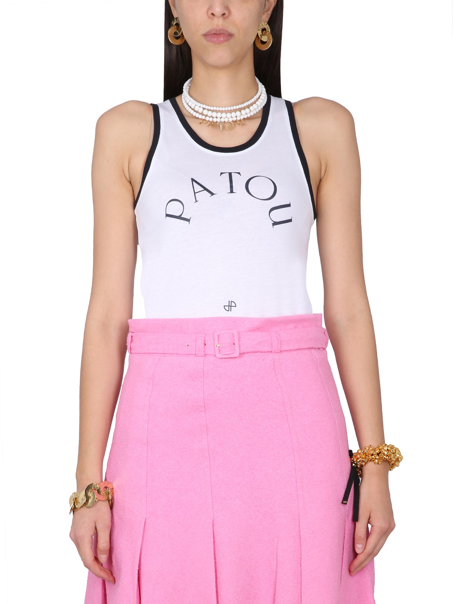 Patou Swimmer Logo-print Tank Top In White