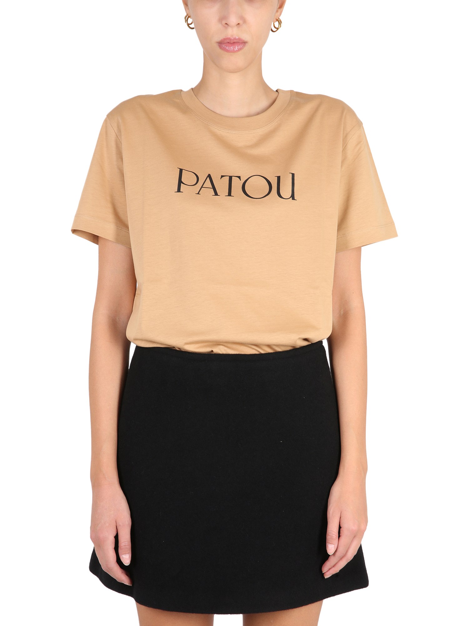 Patou Logo-print Cotton T-shirt In Beige