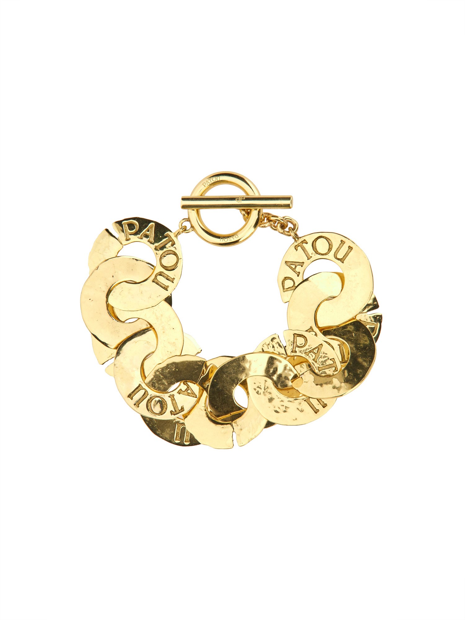 Patou Gold Interlocking Links Bracelet With Engraved Logo In Gold