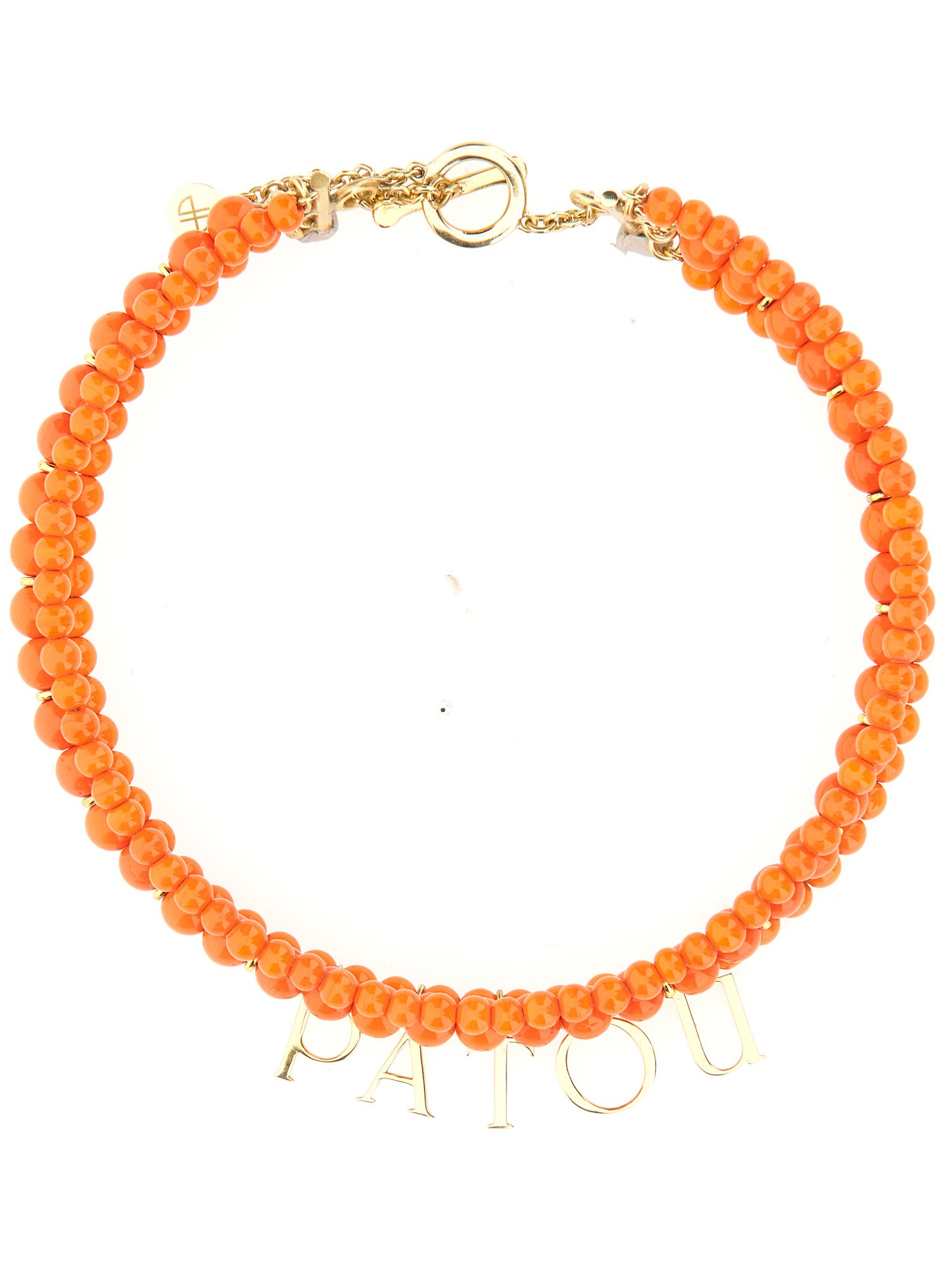 Shop Patou Glass And Brass Bead Necklace In Orange