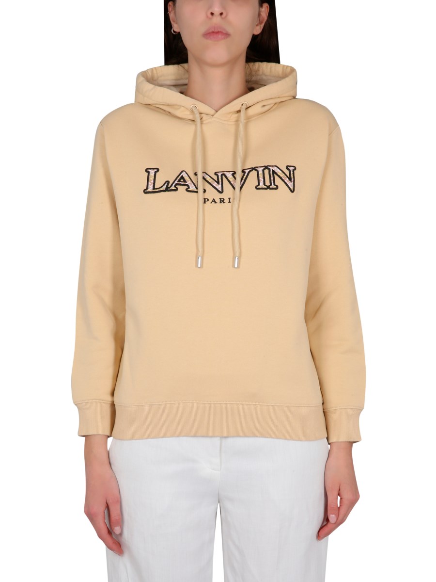 LANVIN FELPA IN COTONE CON CAPPUCCIO E RICAMO LOGO