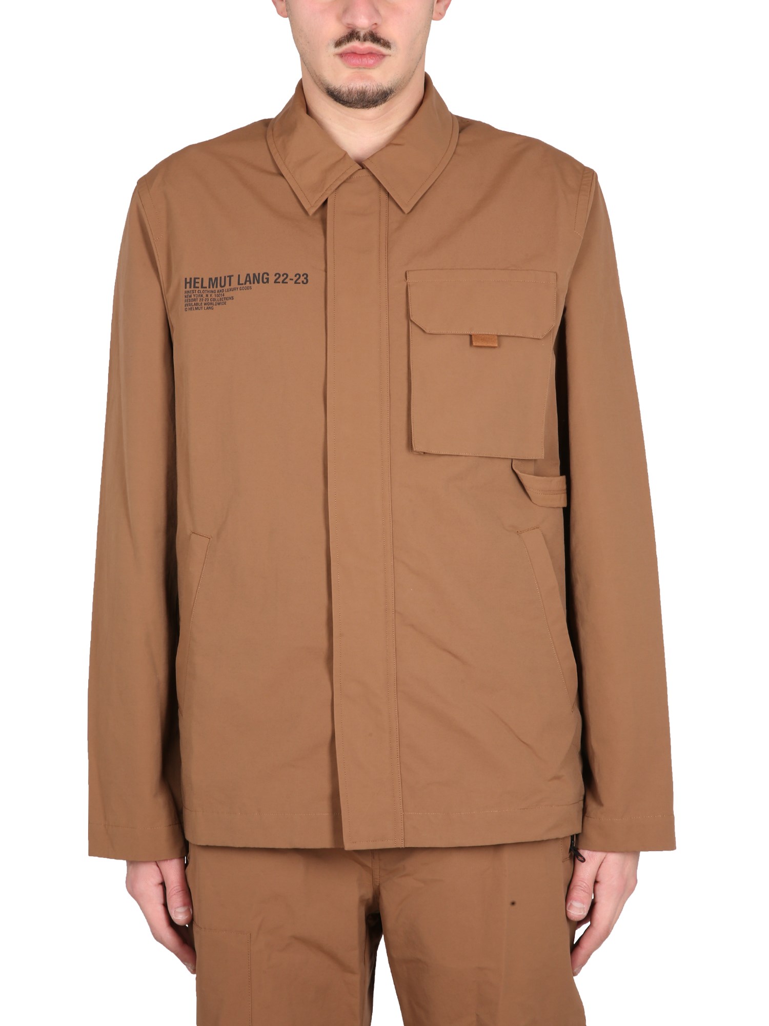 Helmut Lang Logo-print Utility Jacket In Beige