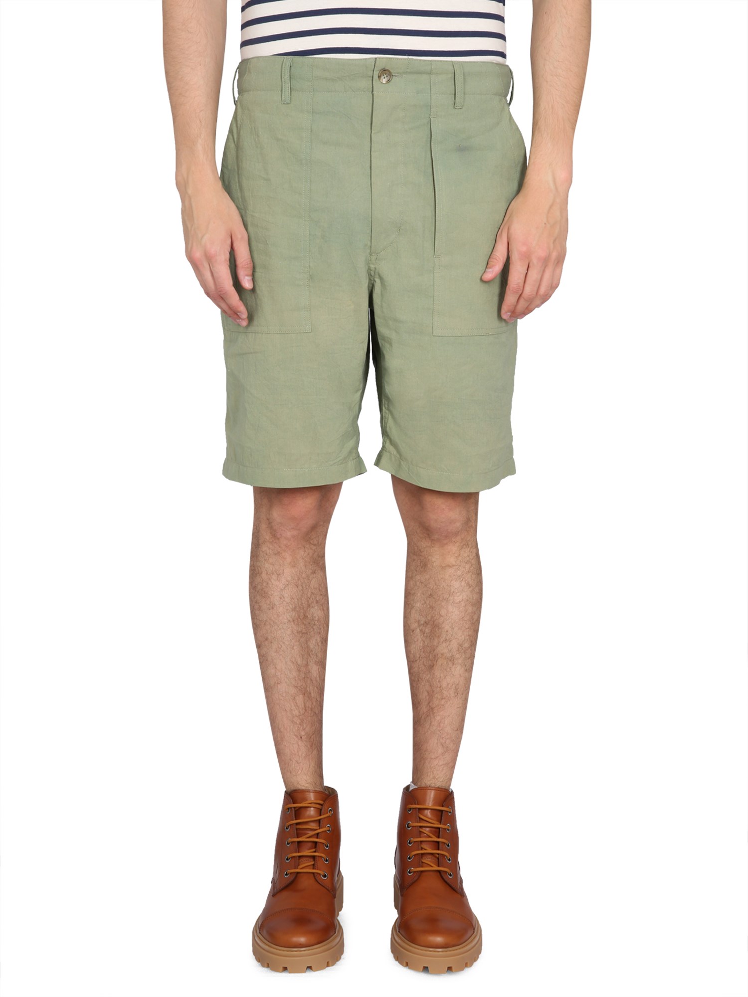 Engineered Garments Button Closure Bermuda Shorts In Green