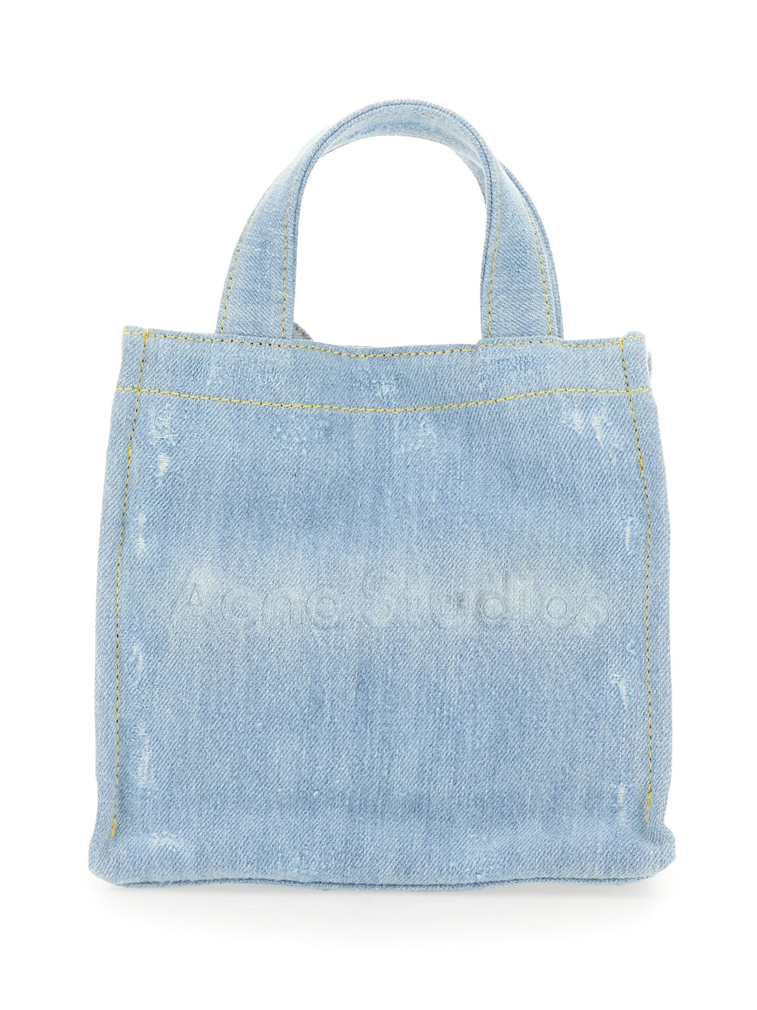 Acne Studios Women's Mini Denim Shopper Bag With Logo In Azure