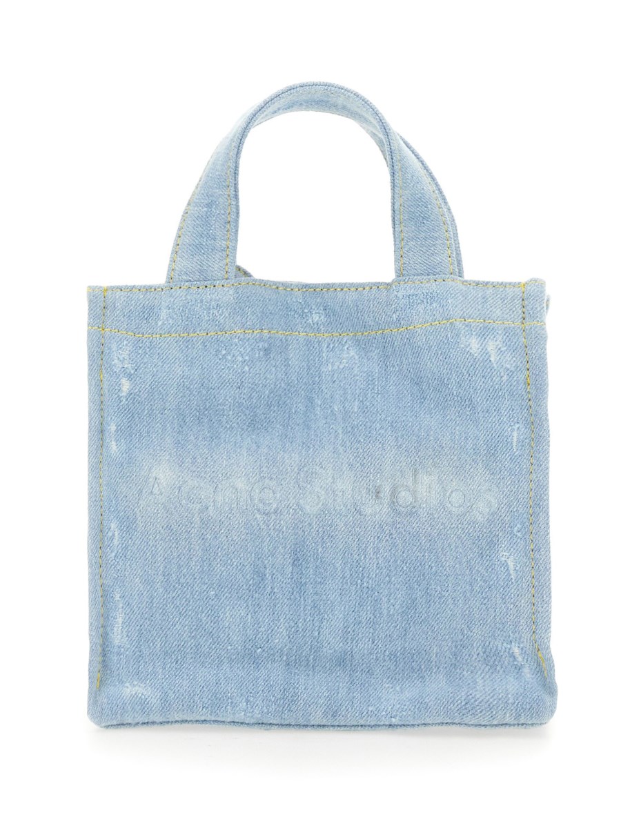 ACNE STUDIOS BORSA SHOPPER MINI IN DENIM CON LOGO