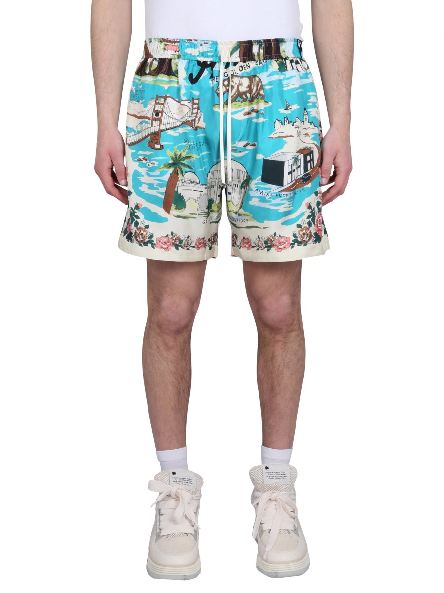 AMIRI - CALIFORNIA PJ SILK TWILL BERMUDA SHORTS - Eleonora