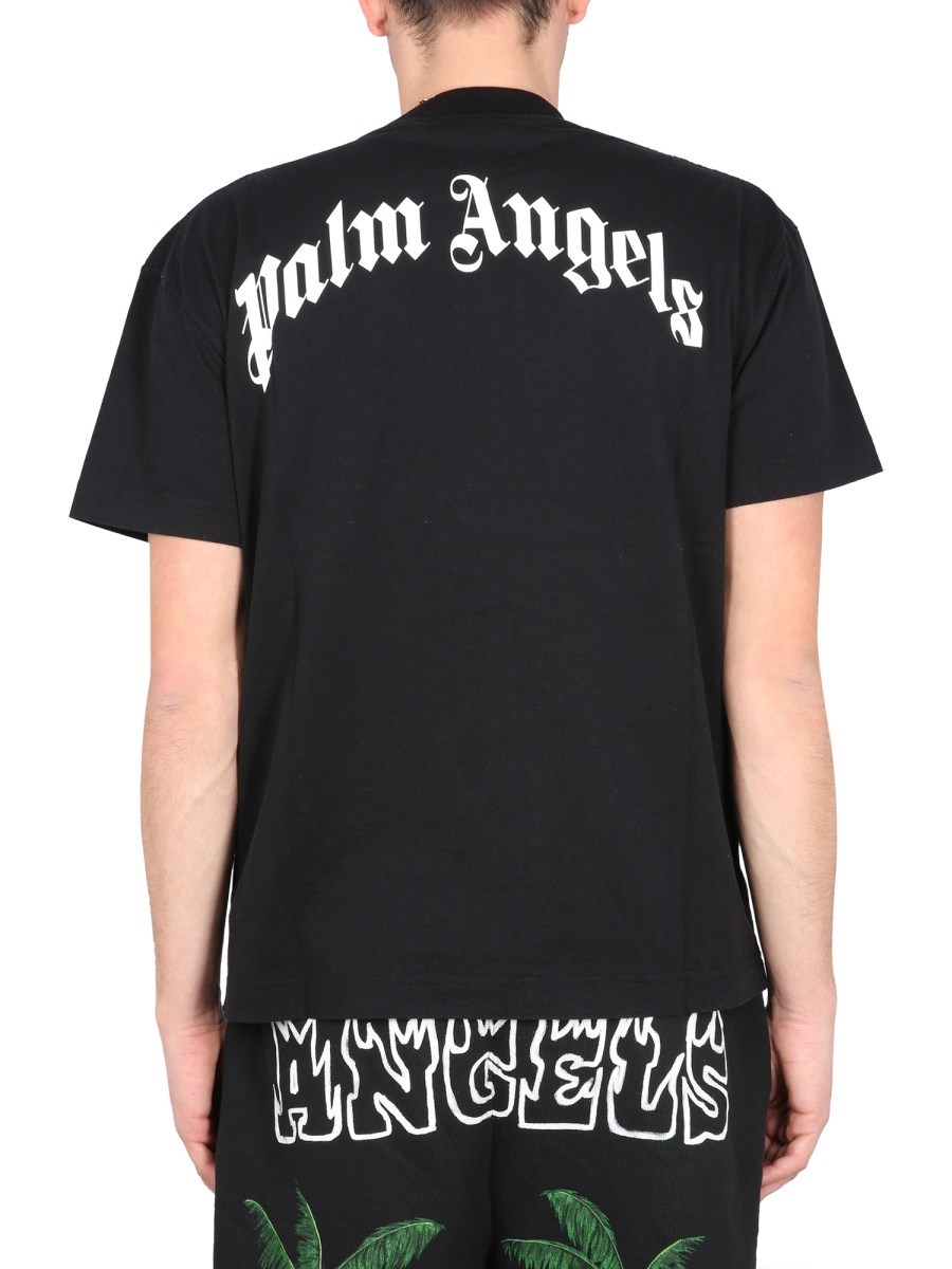 PALM ANGELS - BROKEN PALM COTTON JERSEY T-SHIRT - Eleonora Bonucci