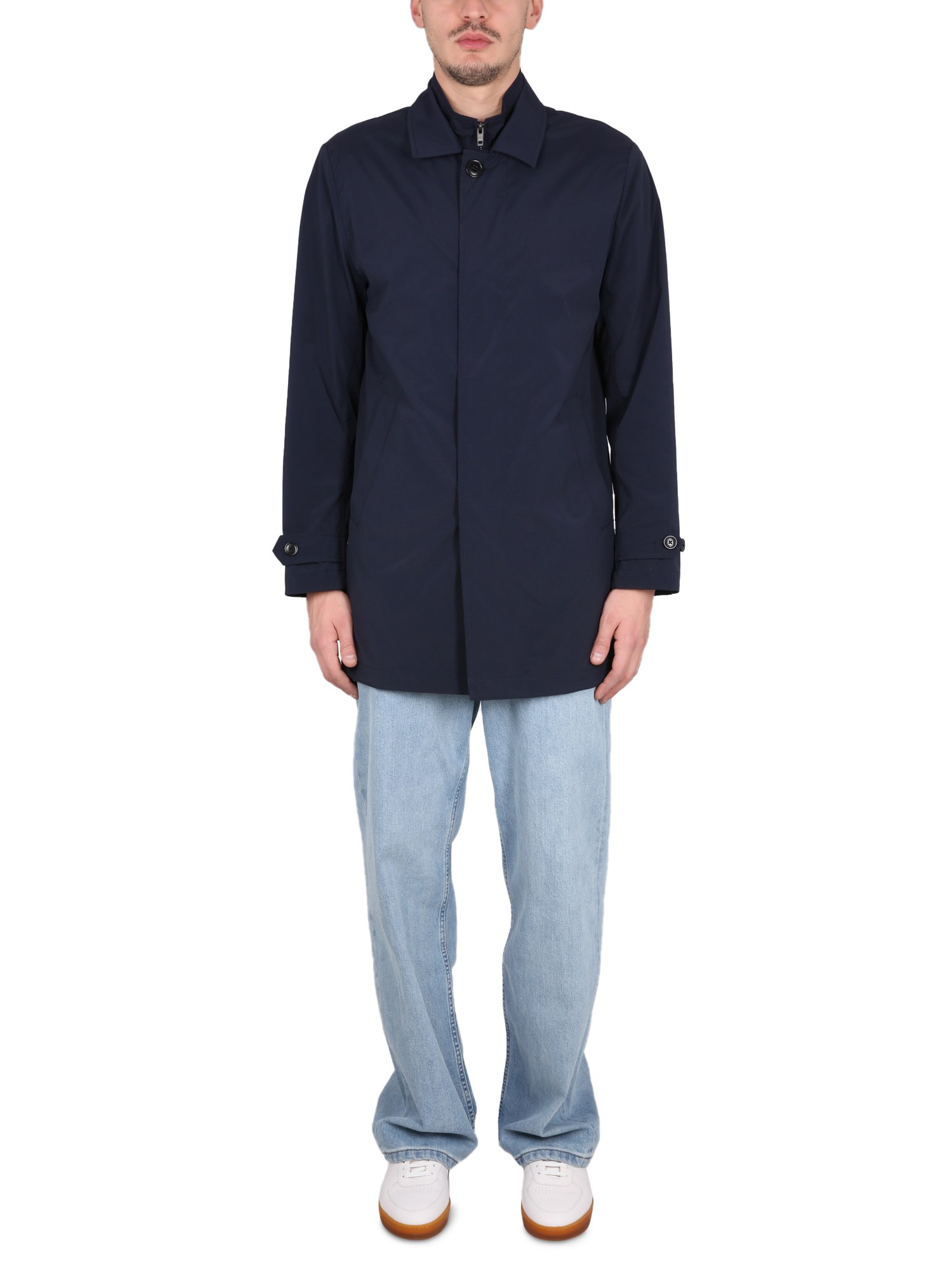 Fay Blue Nylon Morning Raincoat In Blue