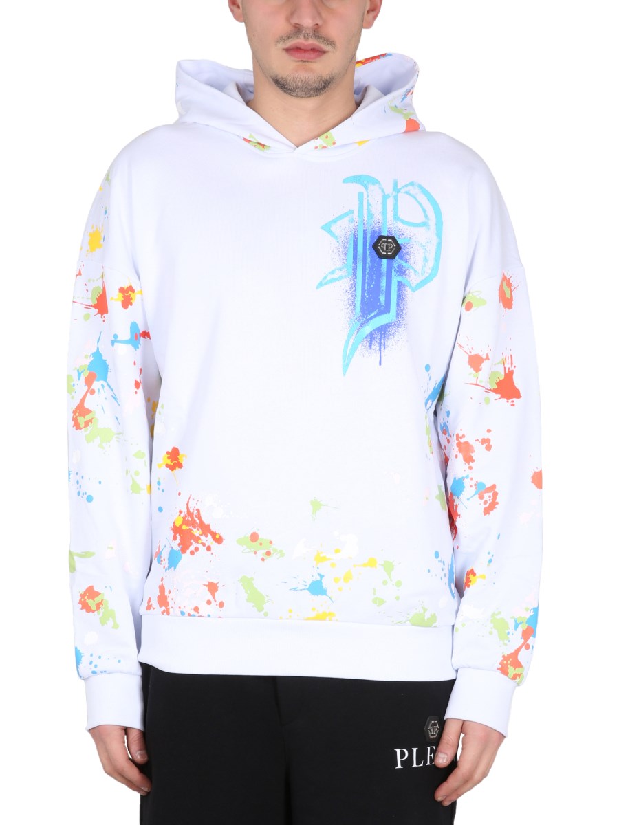 Philipp Plein logo-print zip-up hoodie - White