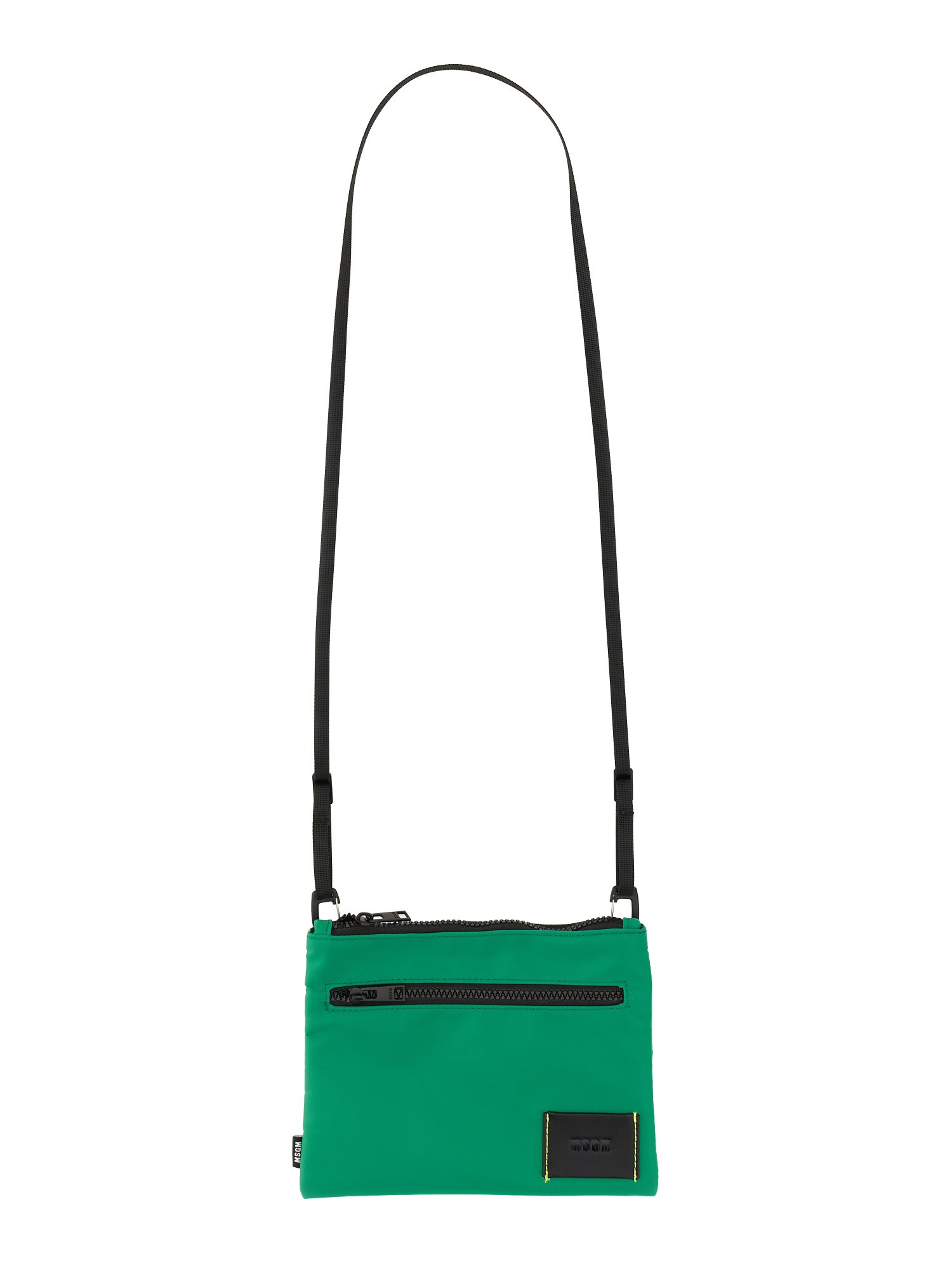 Msgm Flat Bag With Logo In Green