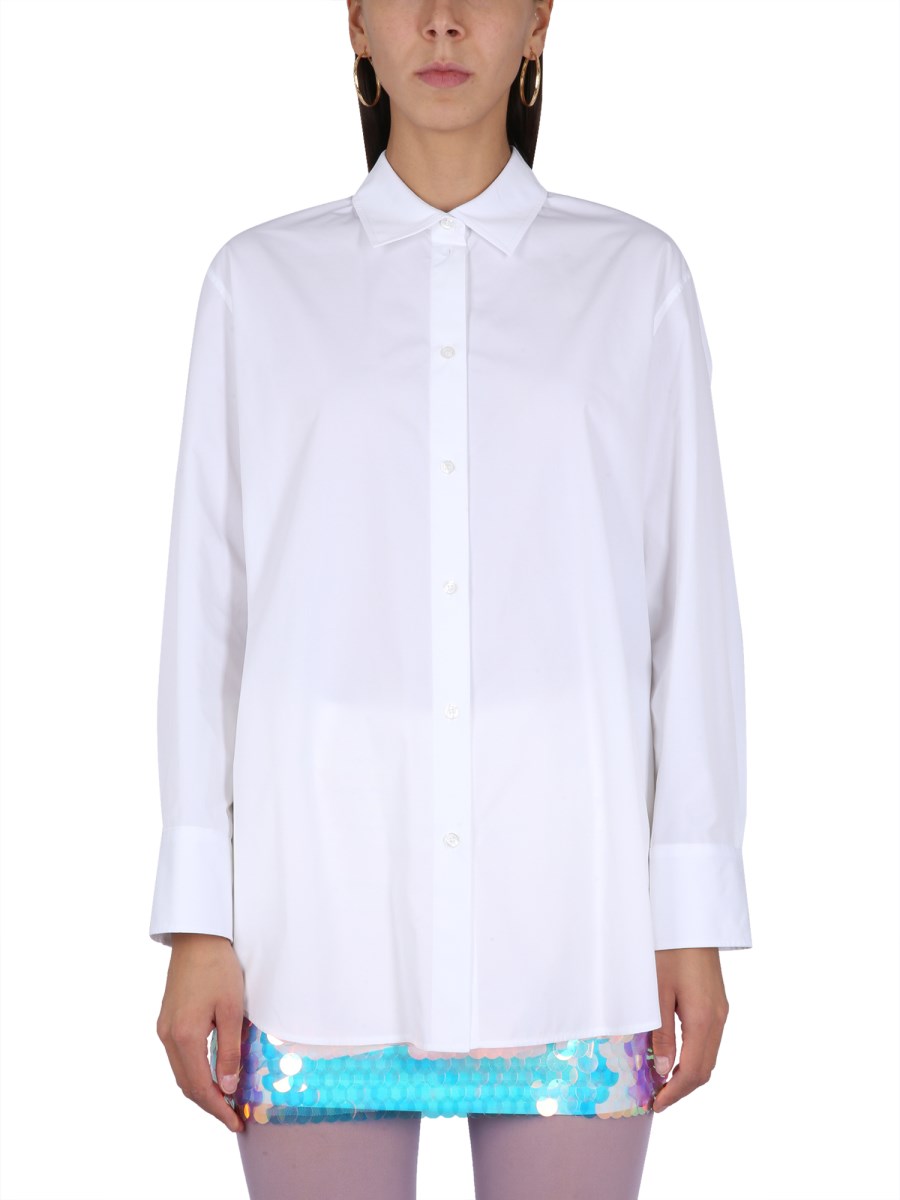 NINA RICCI - COTTON POPLIN SHIRT WITH LOGO EMBROIDERY - Eleonora