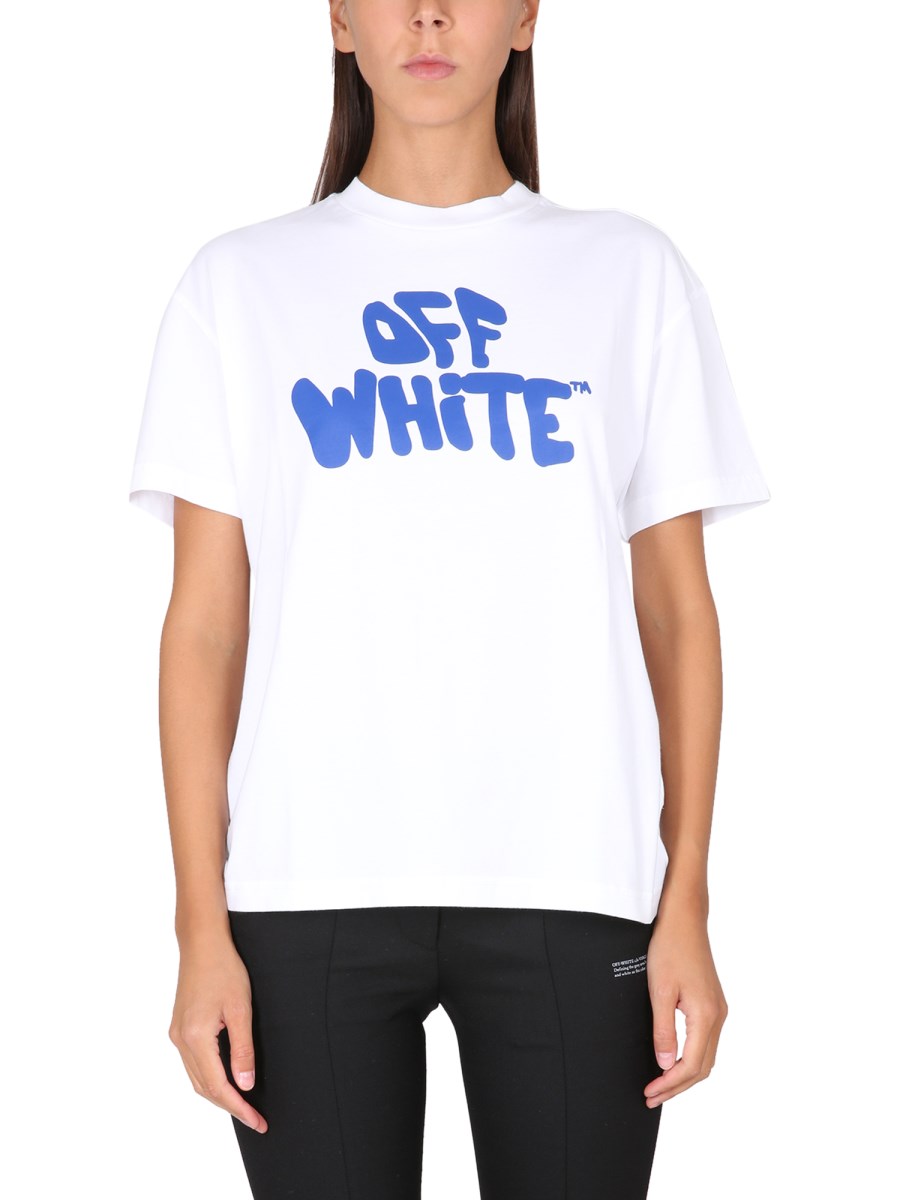 Cotton jersey T-shirt in off white