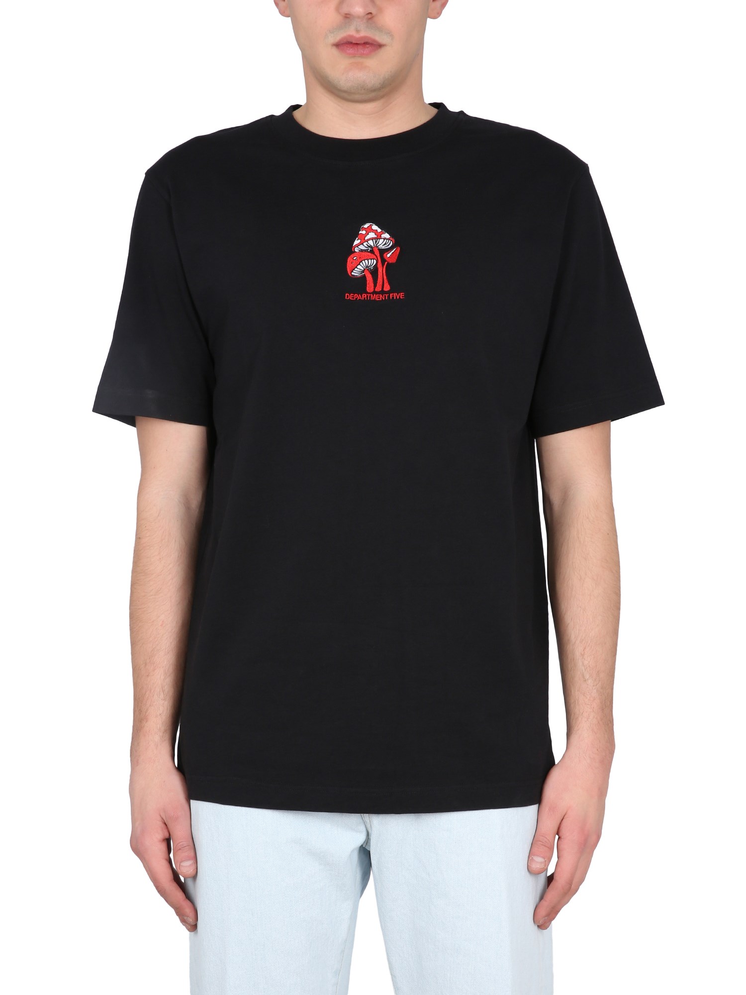 Department Five T-shirt With Logo Embroidery In Black