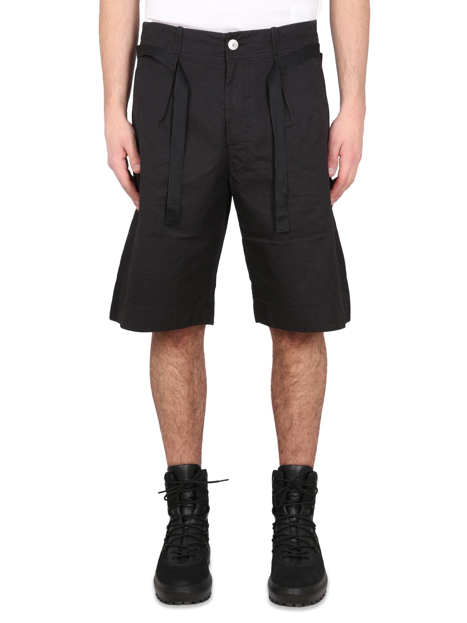 Stone Island Shadow Project Belted Bermuda Shorts In Black