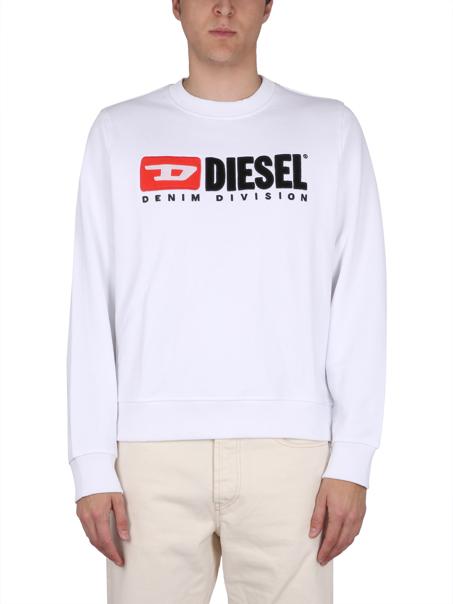 Diesel Maglia A Maniche Lunghe Con Ricamo In White