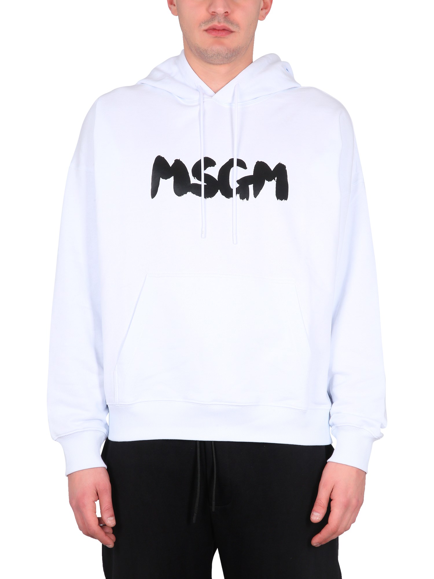 Msgm Logo-print Cotton Sweatshirt In White