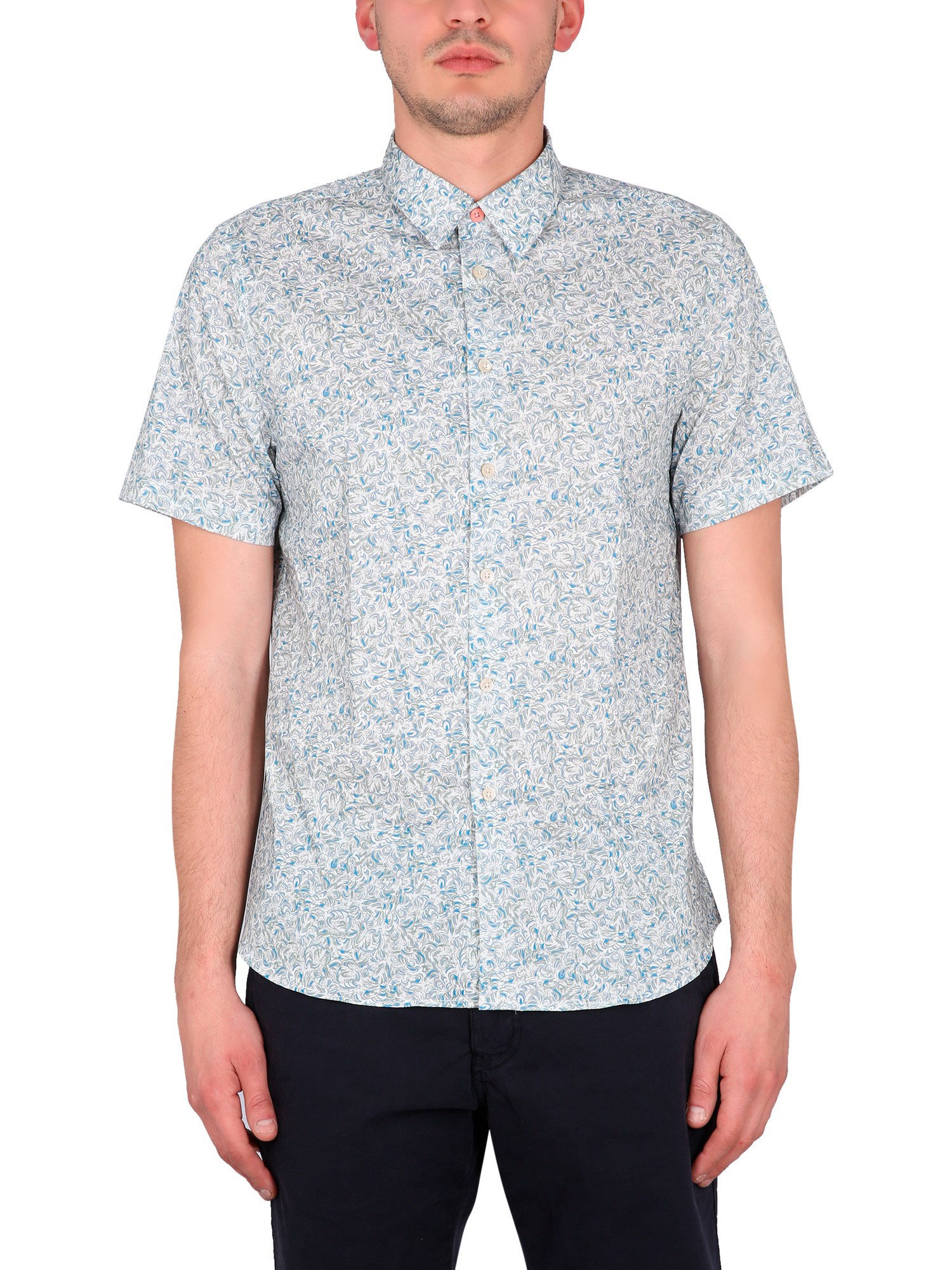 Shop Ps By Paul Smith Wave Print Shirt In Azure