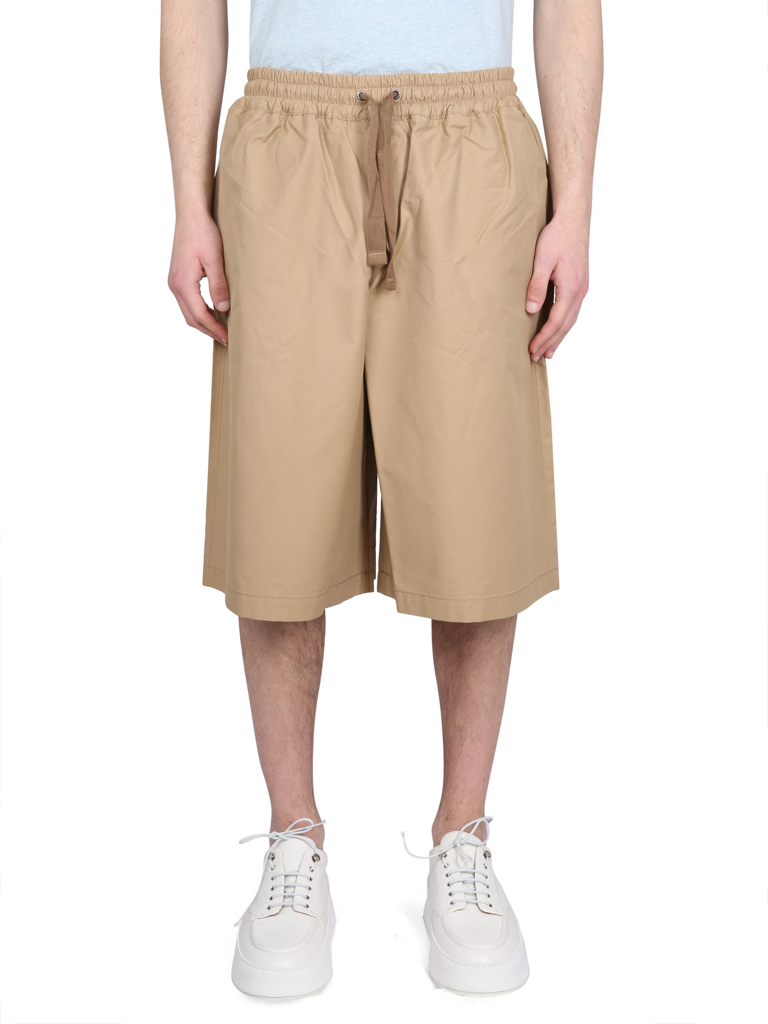 Maison Kitsuné Maison Kitsune Camel Cotton Blend Bermuda Shorts In Brown