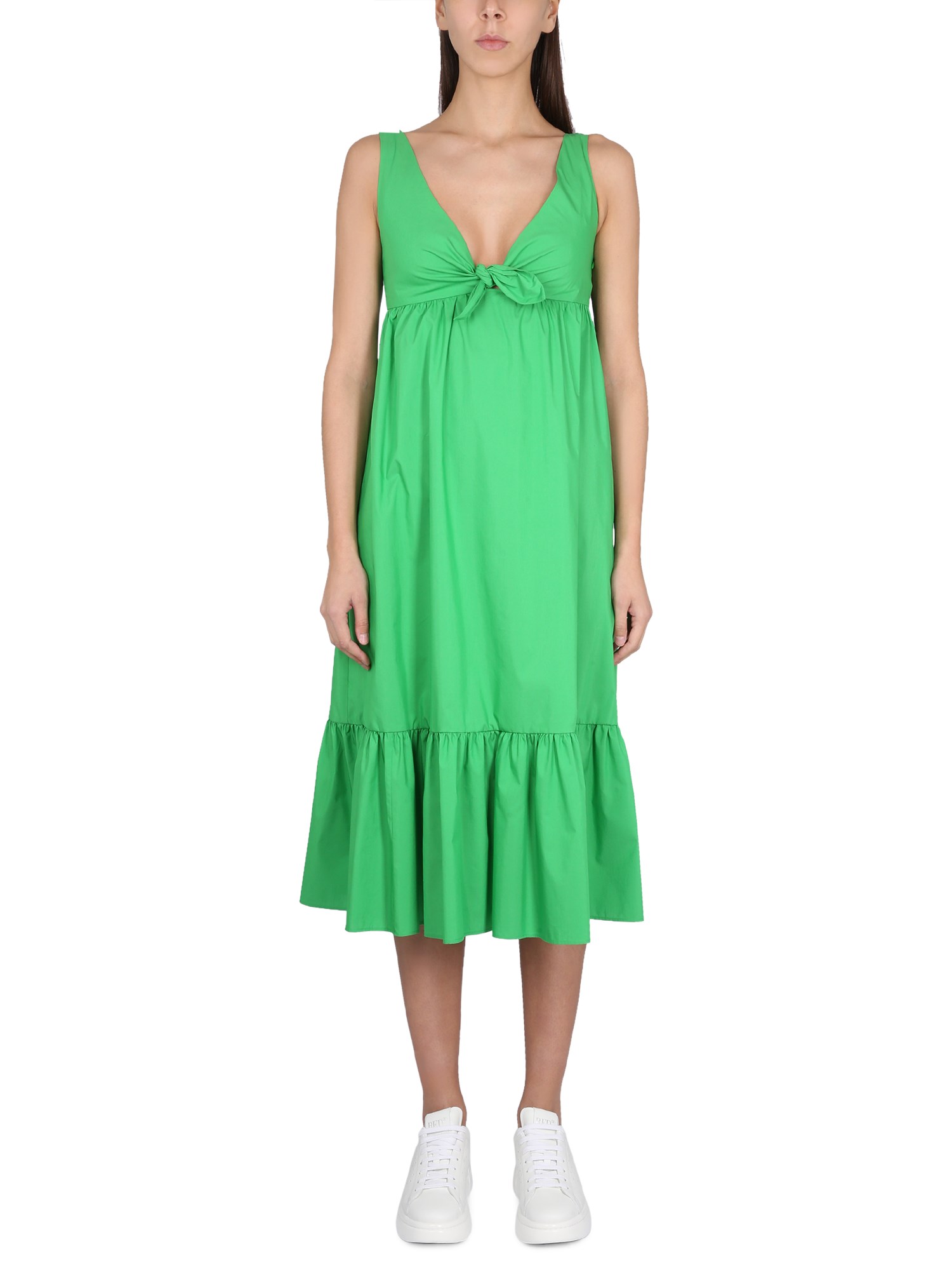 Red Valentino Cotton-blend Poplin Midi Dress In Green