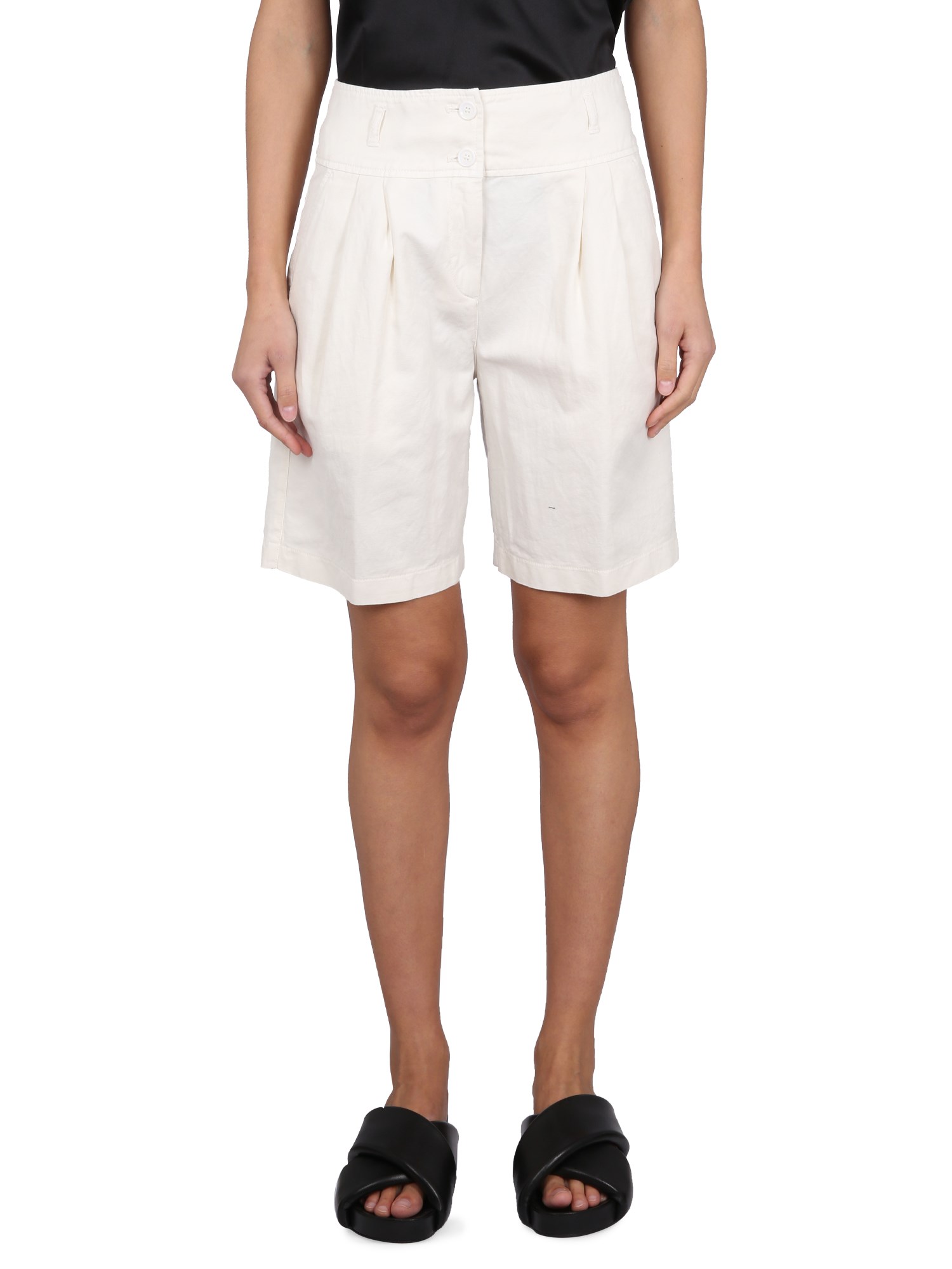 Shop Aspesi Linen Blend Shorts In White
