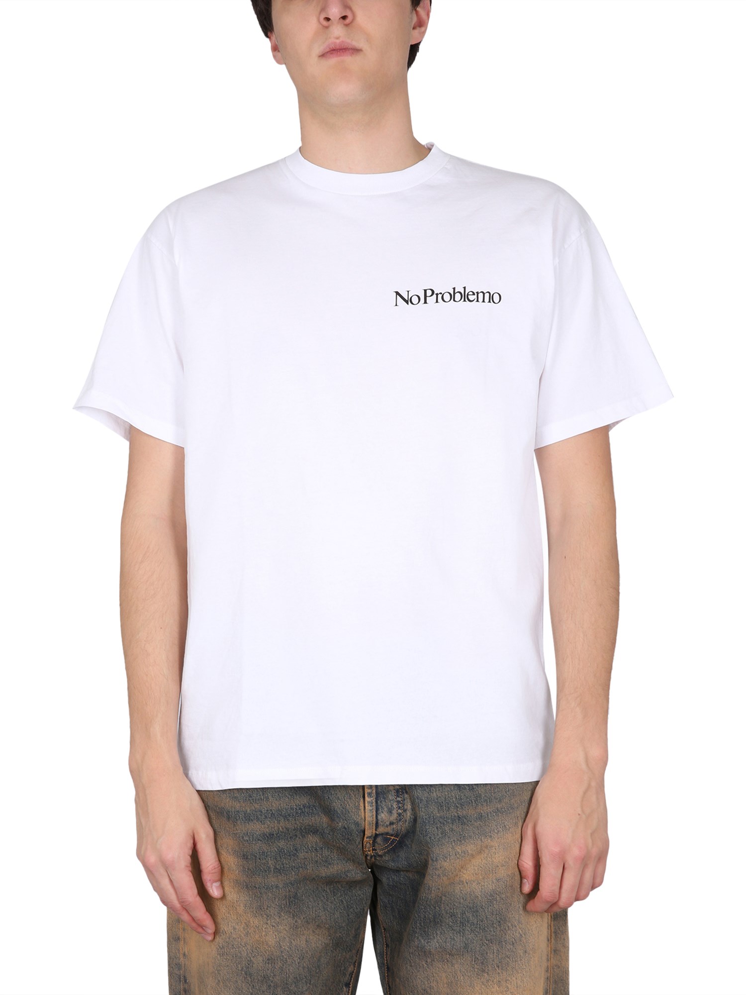 Aries No Problemo Print Cotton T-shirt In White