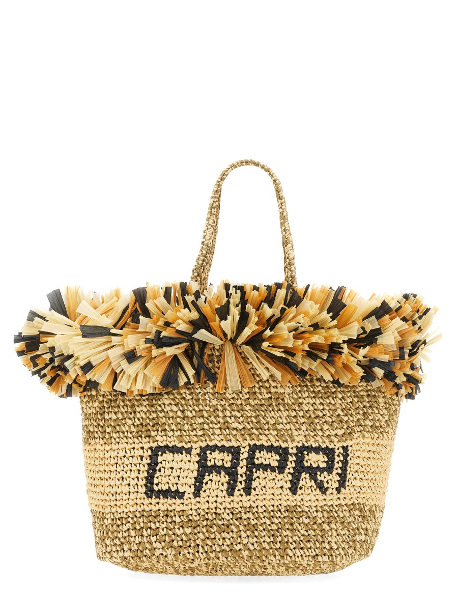 BORSA TOTE CON FRANGE E LOGO 